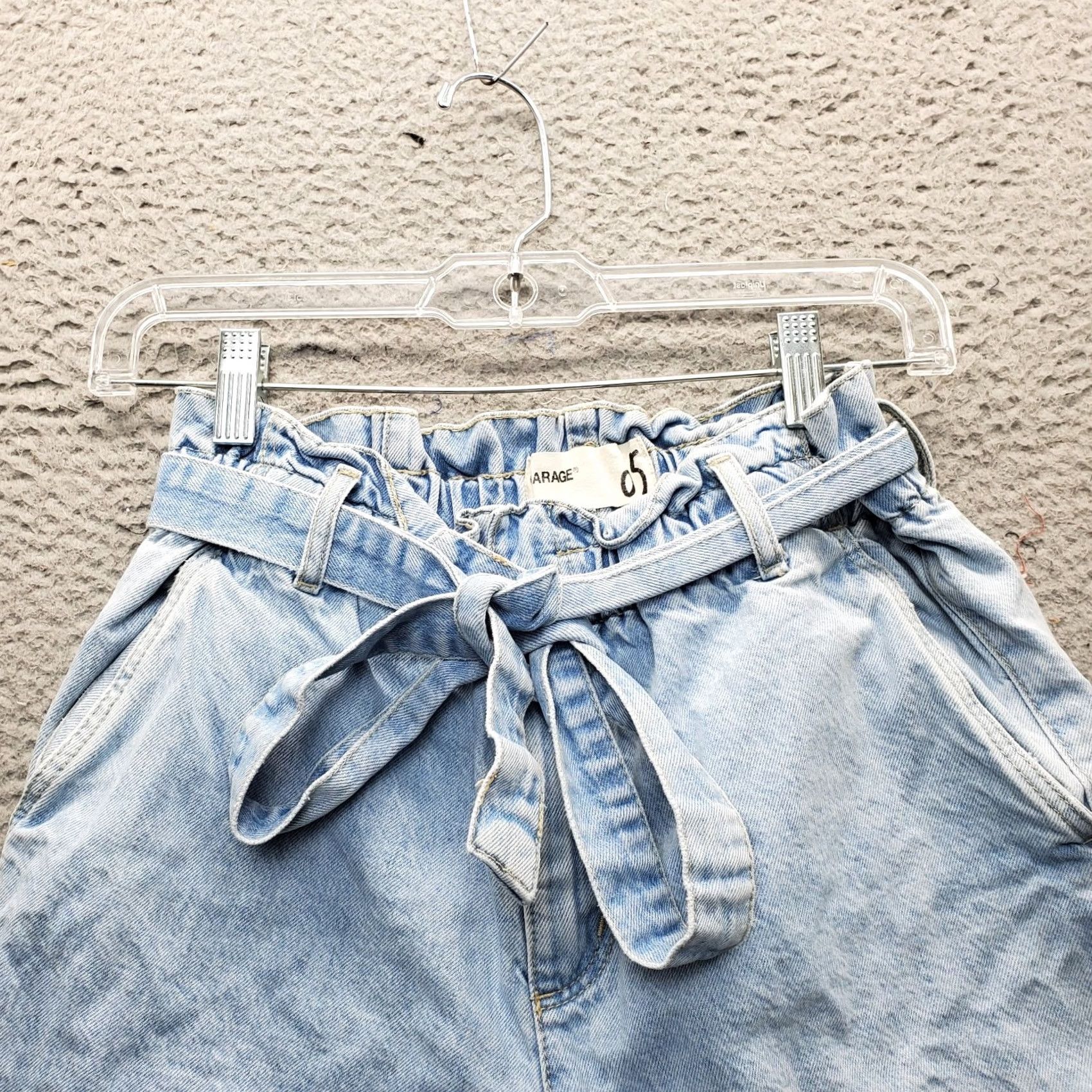 Garage Garage Paperbag Shorts Womens Size 5 Blue Denim Belted Waist Slash Pockets Cuffed Size 27" / US 4 / IT 40 - 6 Thumbnail