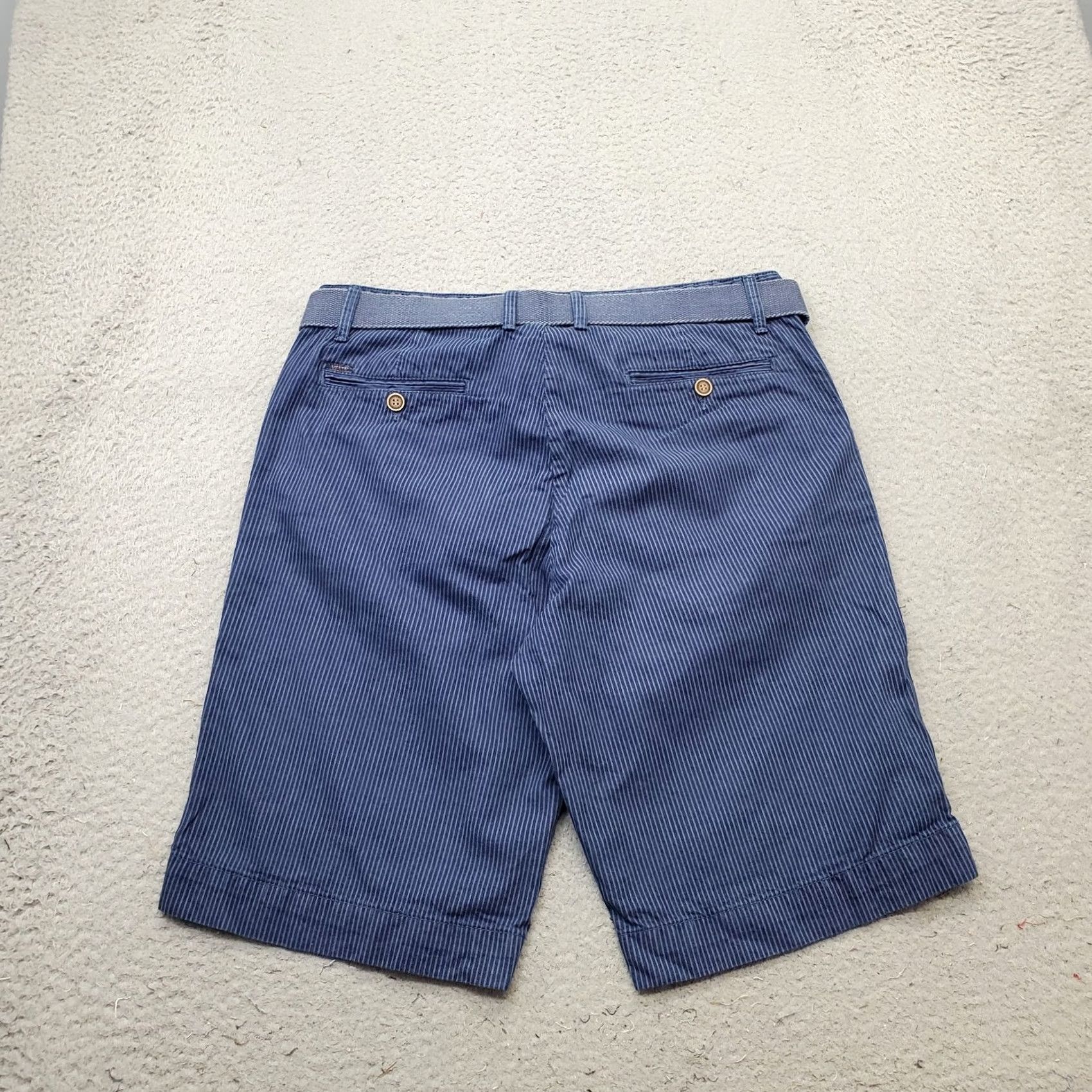 Vintage Vtg Tiffosi Bermuda Shorts Mens Medium Multi Pinstripe Flat Front Belted Waist Mens Size M Twist on Front Shaped Pocket Size US 31 - 2 Thumbnail