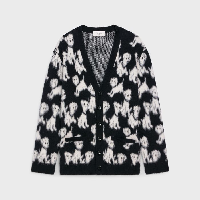 image of Celine O1W1Db10324 Cardigan In Black/white, Men's (Size XL)