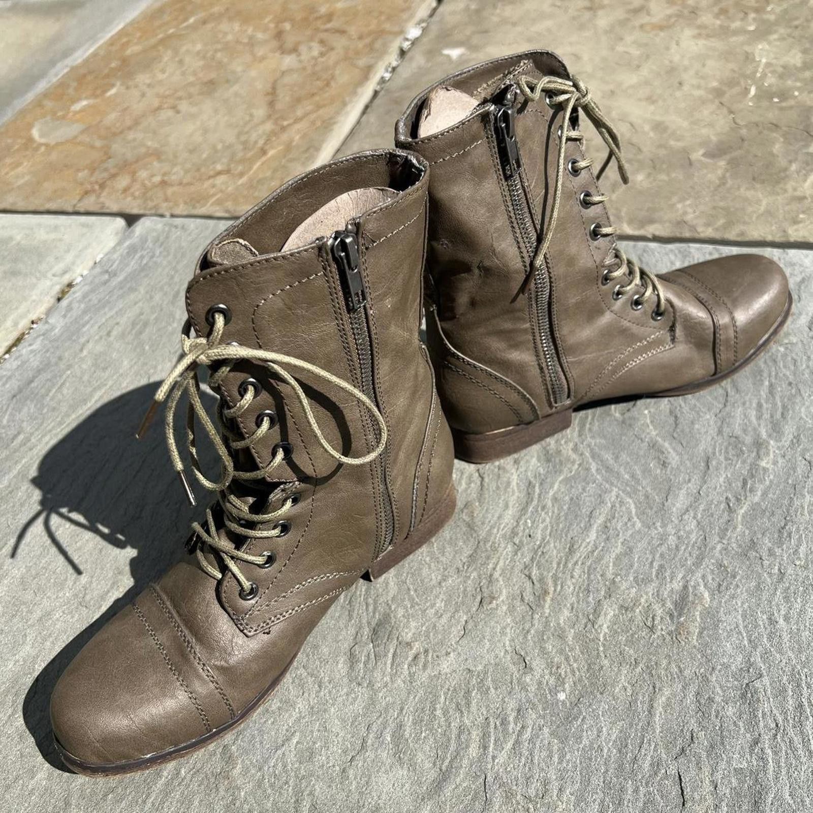 Steve Madden Brown Tan Leather Lace Up Boots Size 6 Size US 6 / IT 36 - 4 Thumbnail