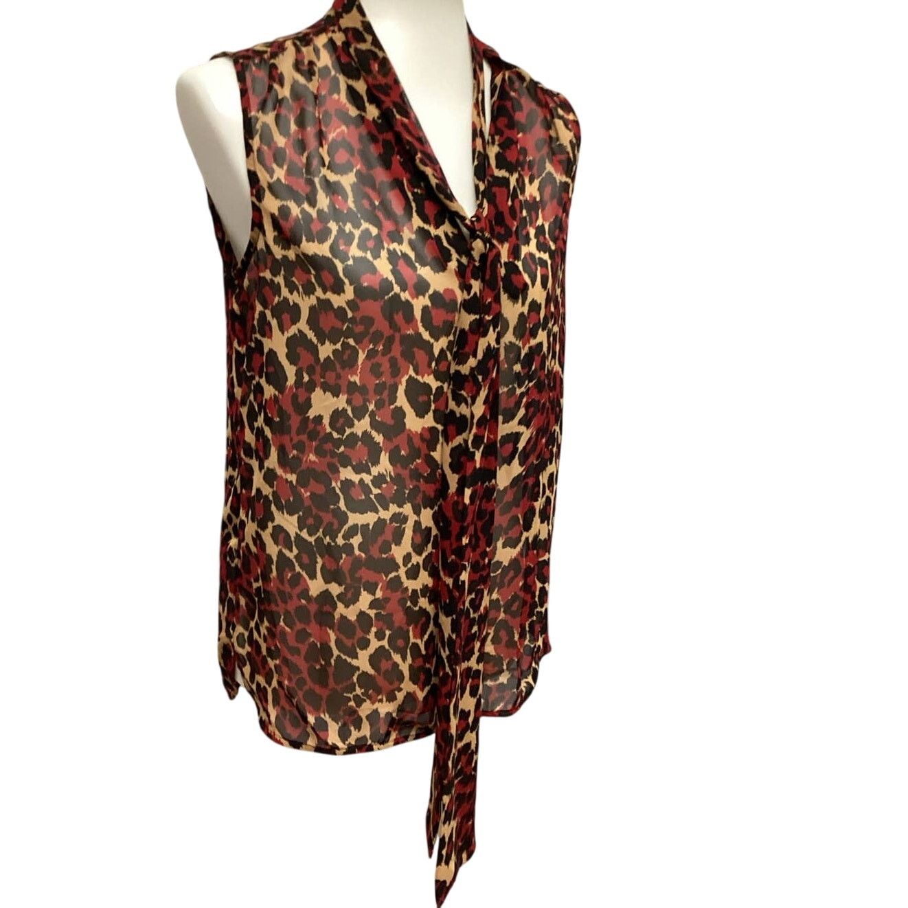 Anne Klein Anne Klein Small Polyester Black Leopard Spot Tank Blouse Size S / US 4 / IT 40 - 1 Thumbnail