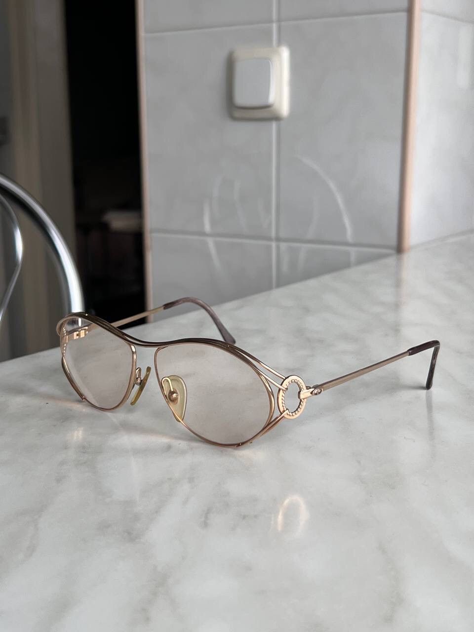 Dior Vintage Christian Dior '80s Eyeglasses Hook Frame Gold Metal Size ONE SIZE - 3 Thumbnail
