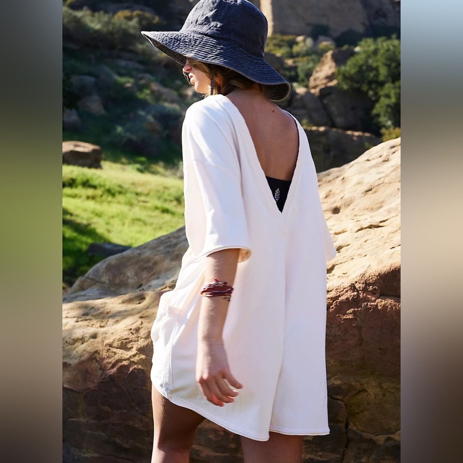 Free People NEW FREE PEOPLE MOVEMENT Hot Shot Tee Romper Shorts XS Ivory Size 26" / US 2 / IT 38 - 9 Thumbnail