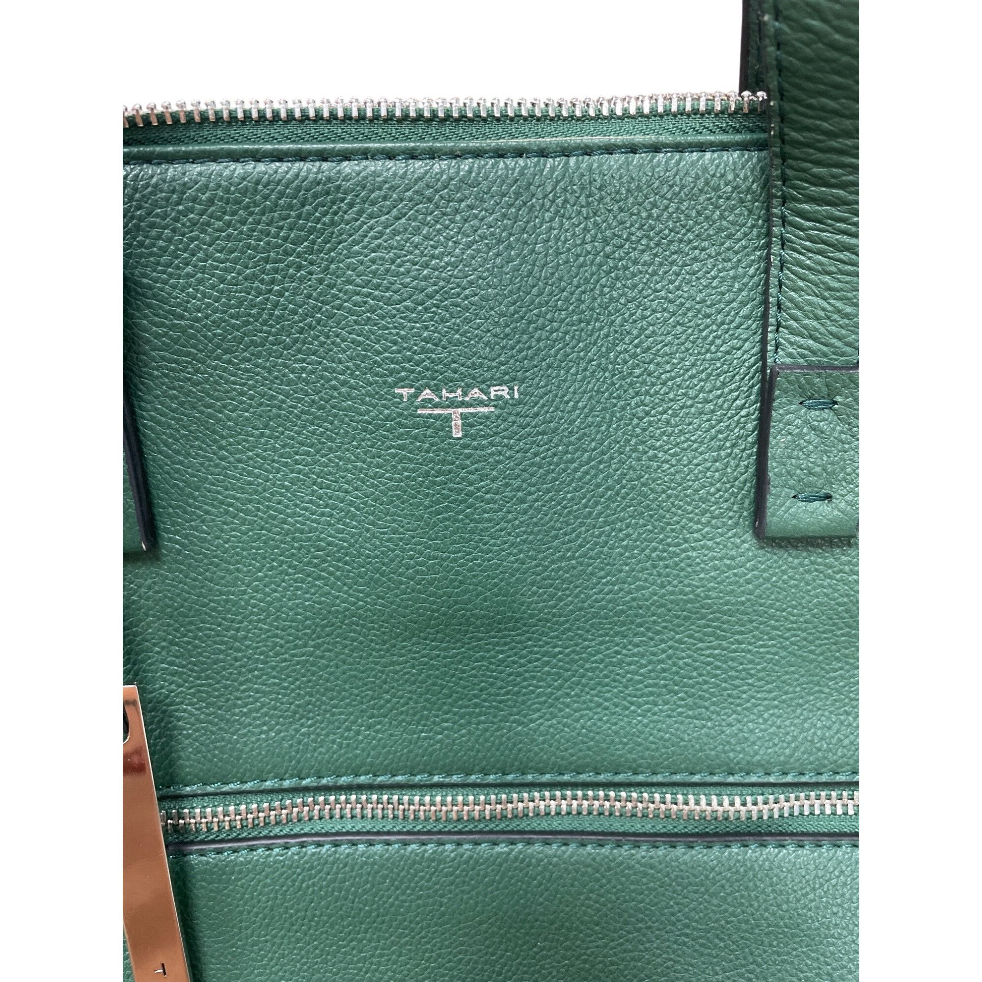 Other Tahari Womans Green Pebbled Leather Tote HandBag Silver Char Size ONE SIZE - 2 Thumbnail
