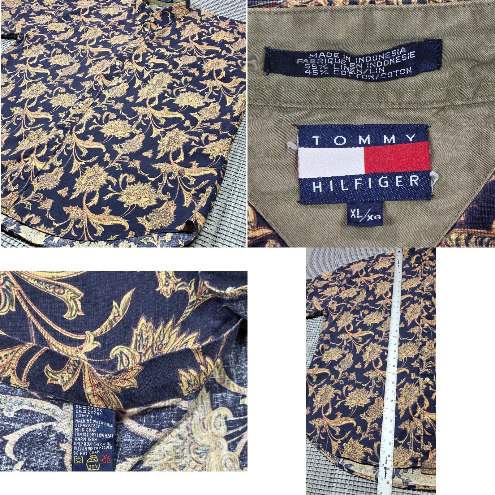 Tommy Hilfiger VINTAGE Tommy Hilfiger Paisley Button-Up Shirt Men’s XL Short Sleeve Linen Blend Size US XL / EU 56 / 4 - 8 Thumbnail