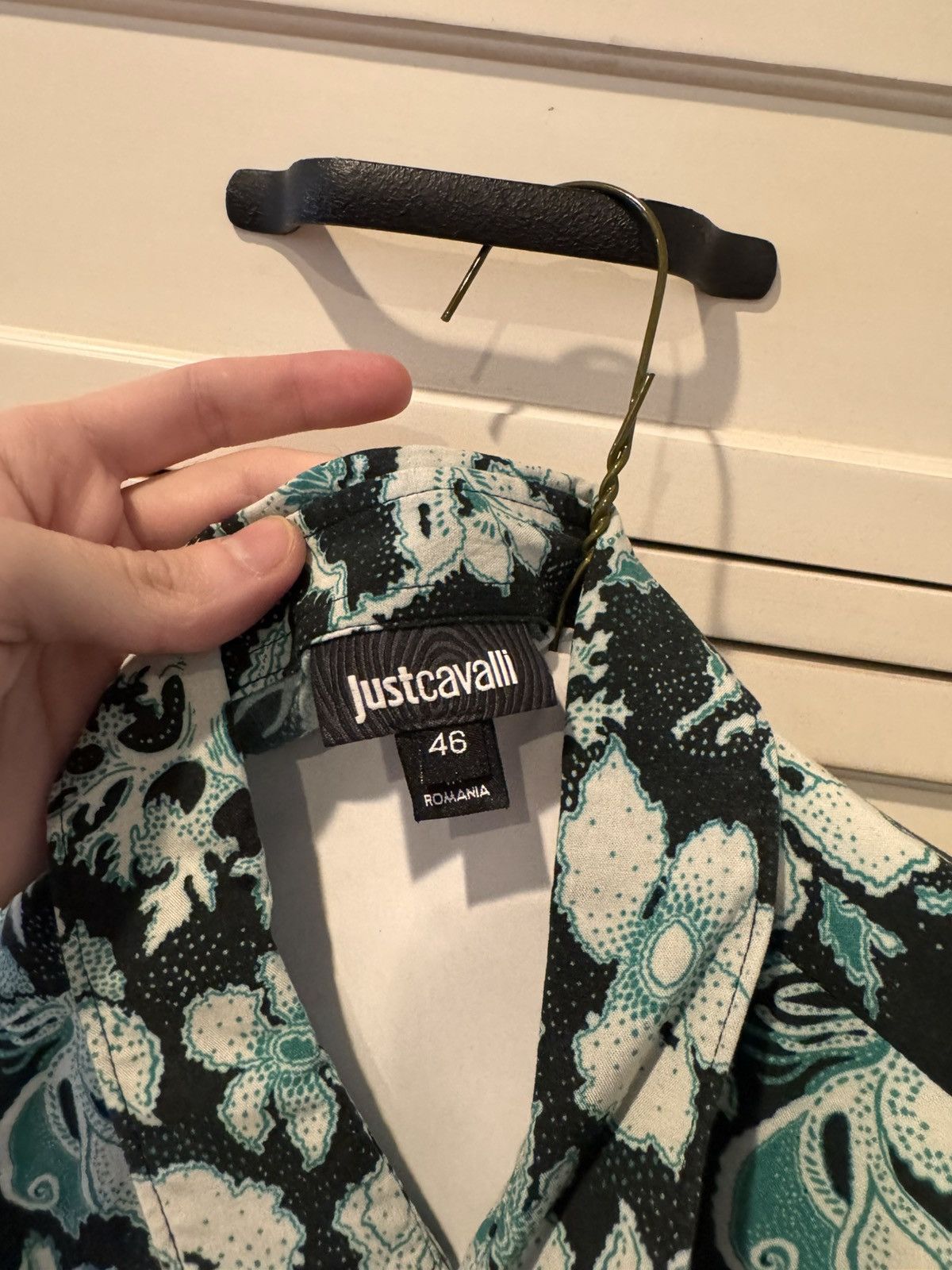 Just Cavalli justcavalli green floral dress shirt (46 size = small) Size 36S - 3 Thumbnail