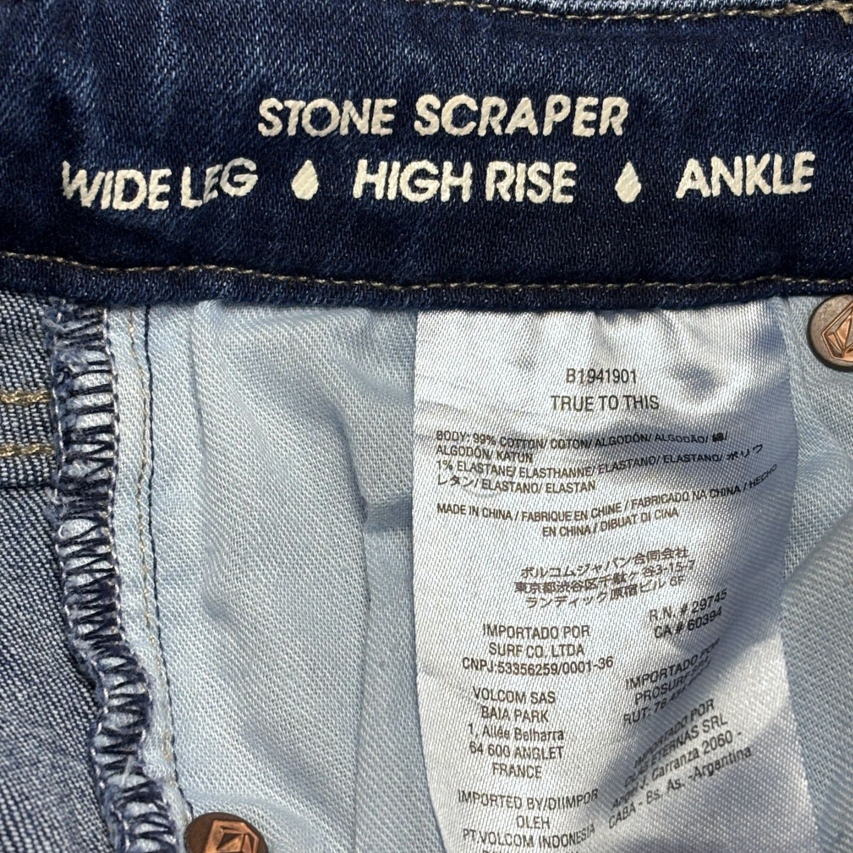 Volcom Volcom Stone Scraper Wide Leg Jeans Womens 26 Blue High Rise Ankle Dark Wash Size 26" / US 2 / IT 38 - 4 Thumbnail