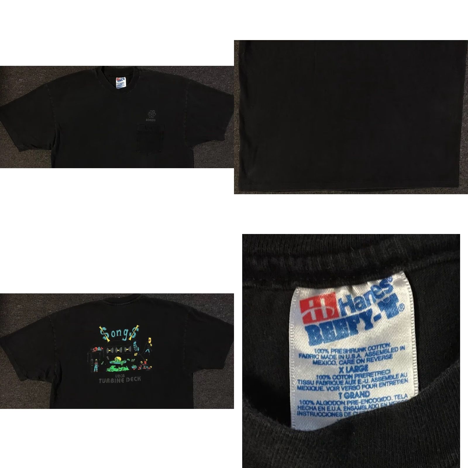 Vintage VINTAGE 90s Songs Turbine Deck Faded Construction Shirt XL Black Mens T-Shirt Funny Joke Humor Retro Rock Punk Car Bike Mechanic Size US XL / EU 56 / 4 - 8 Thumbnail