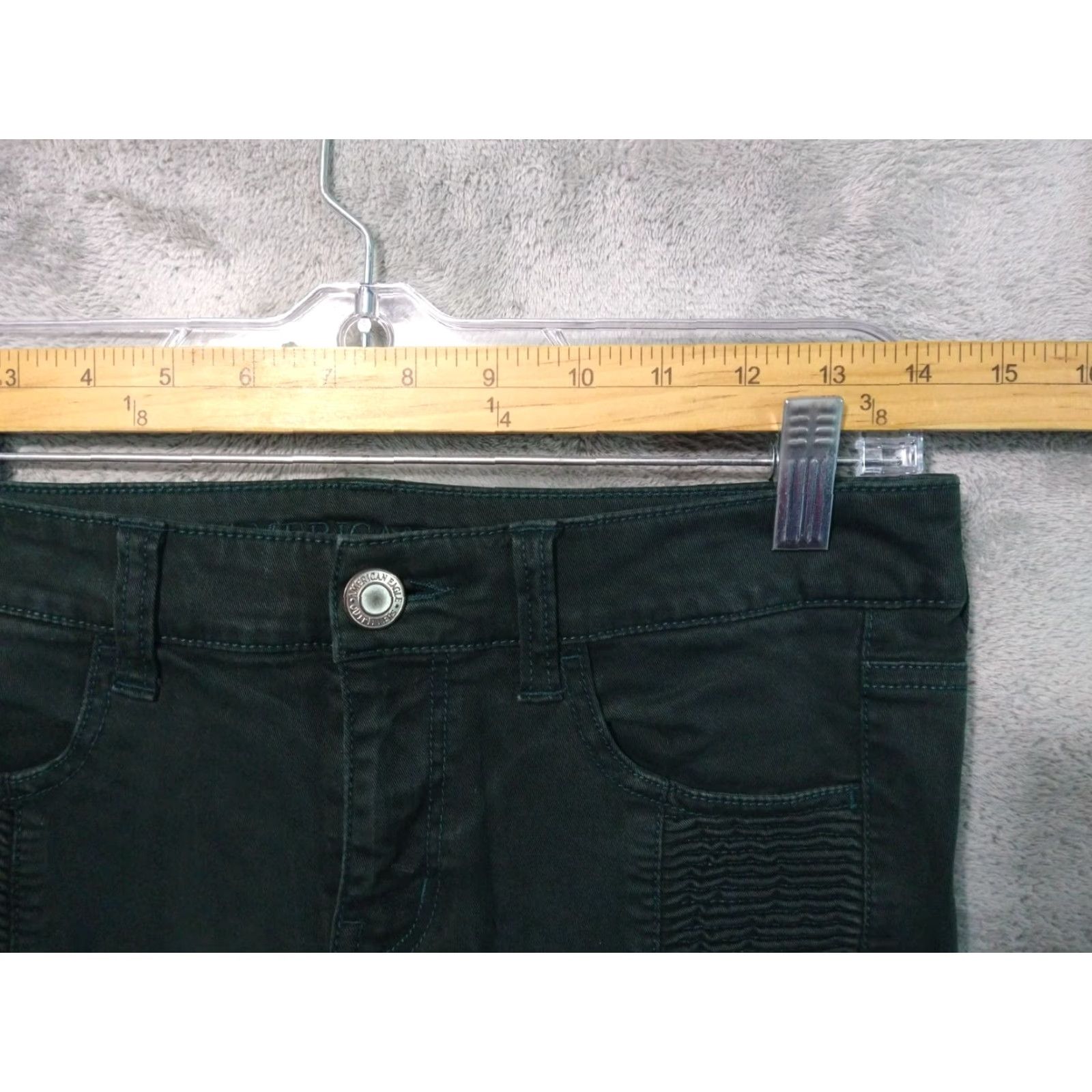 American Eagle Outfitters American Eagle Jeans Womens 4 Green Denim Jegging Moto Super Stretch Ankle Size 27" / US 4 / IT 40 - 3 Thumbnail