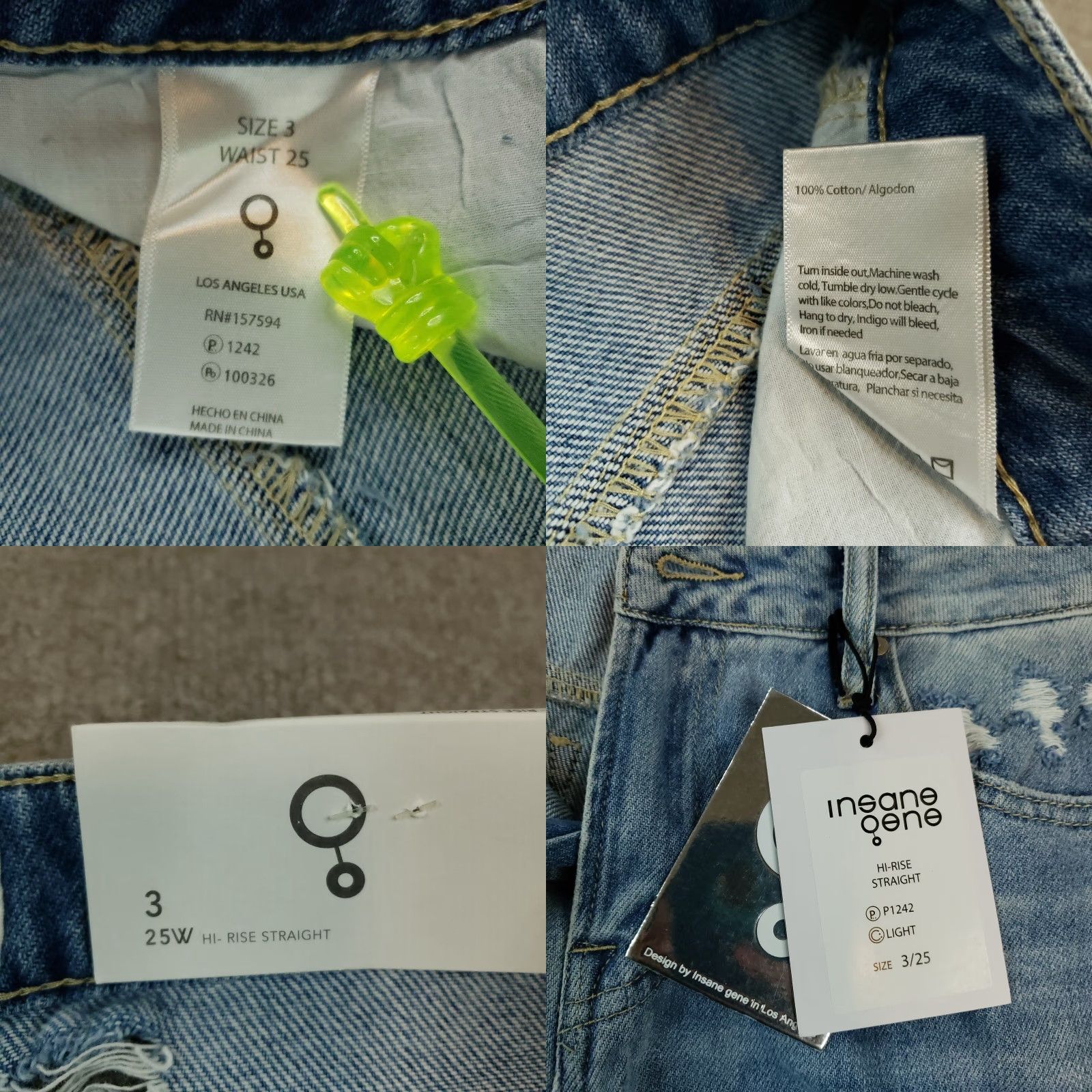 Vintage Insane Gene Jeans Womens Blue Hi- Rise Straight Ankle Casual Distressed 3/25 Size 26" / US 2 / IT 38 - 8 Thumbnail