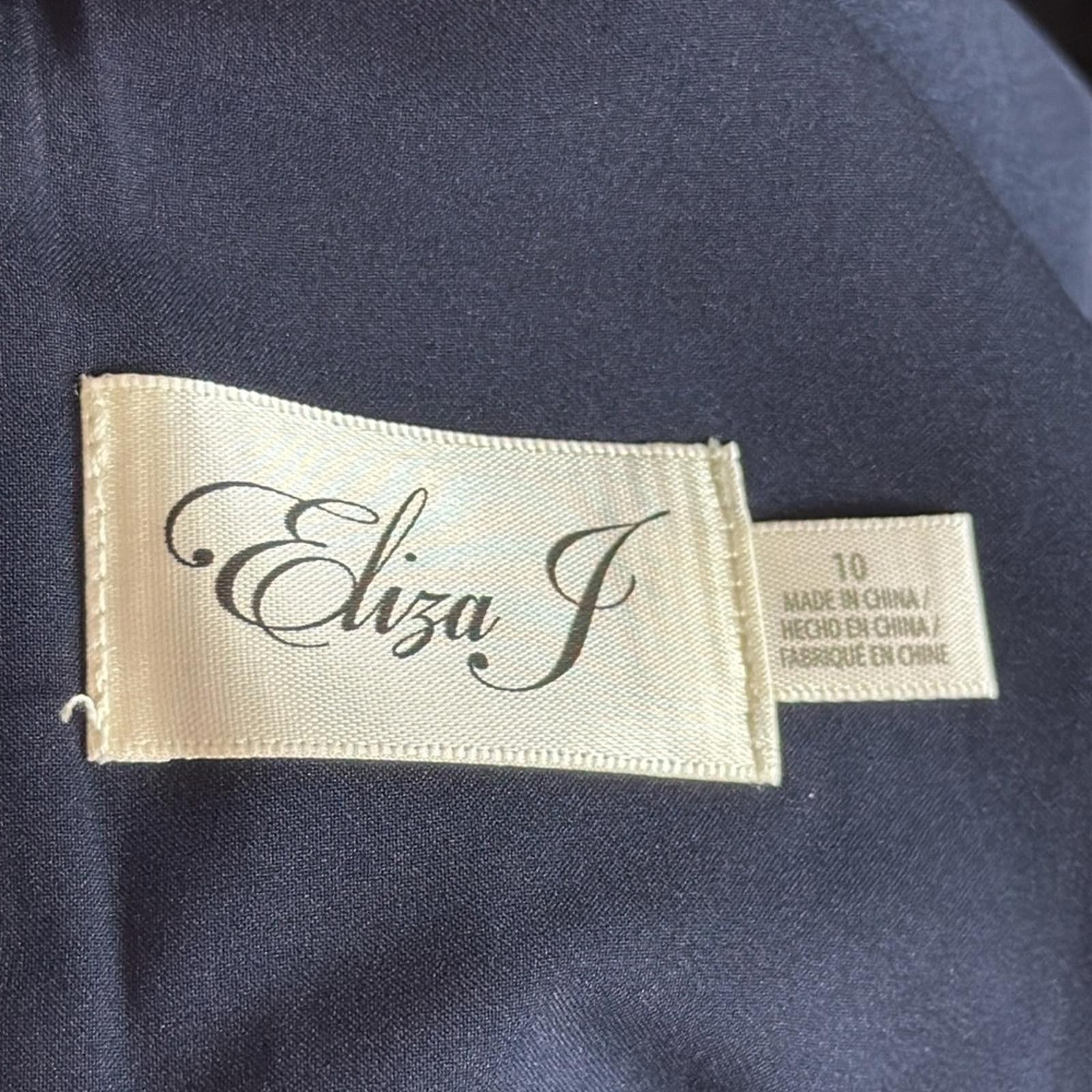 Designer Eliza J Ruffle Front Gown Dress Size 10 Navy Blue Sleeveless Size L / US 10 / IT 46 - 11 Thumbnail