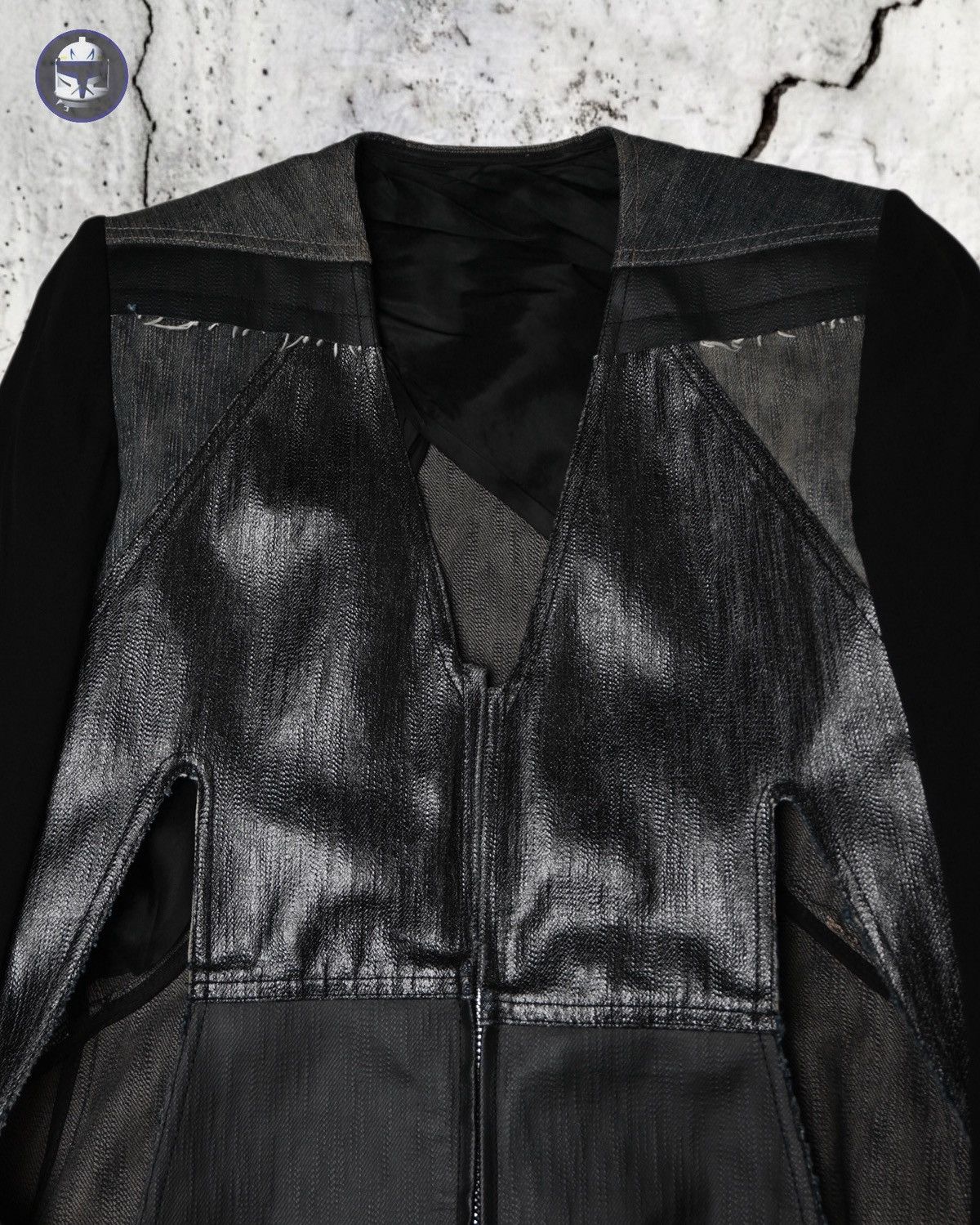 Rick Owens Rick Owens SS19 Babel Hybrid Denim-Paneled Blazer Size 42R - 2 Thumbnail