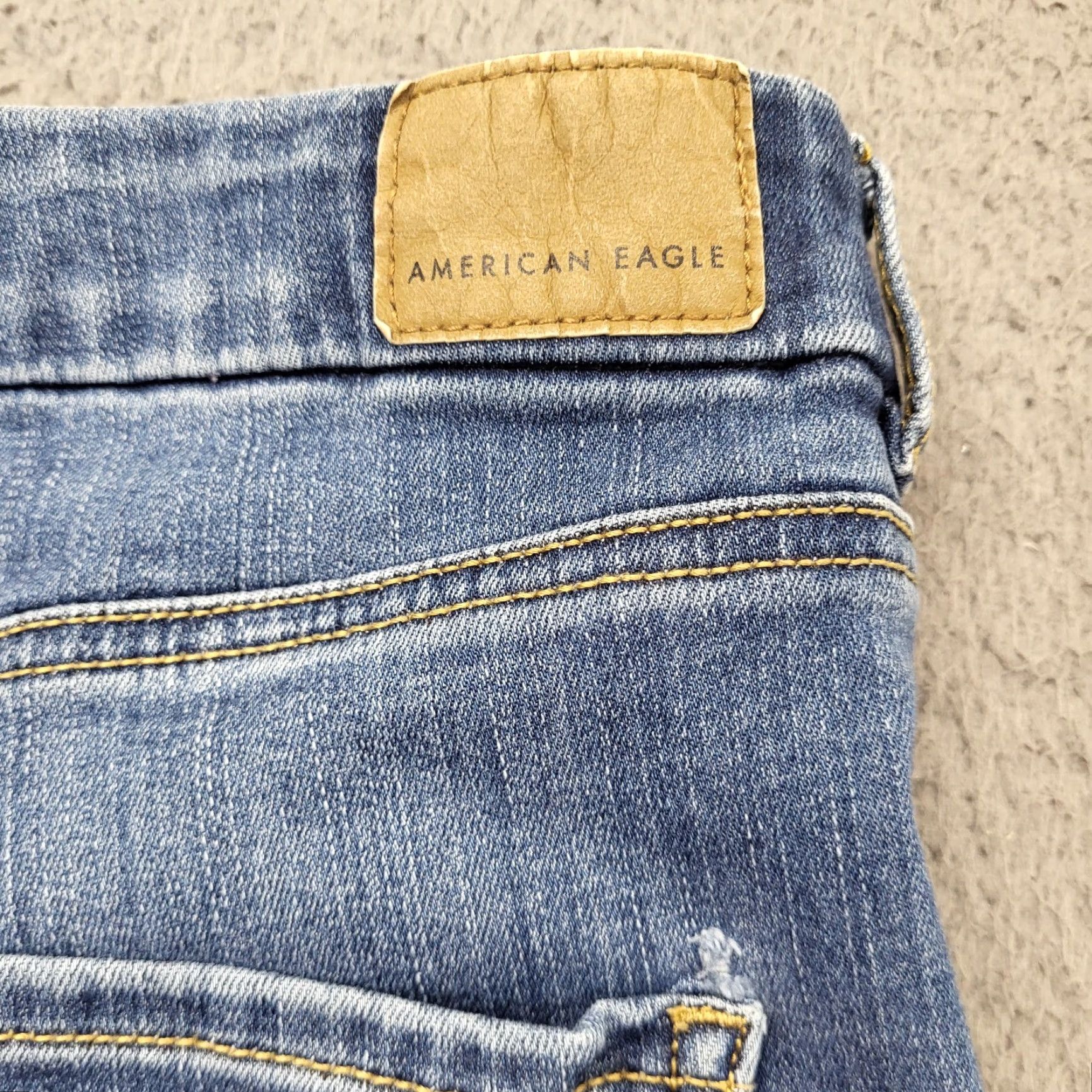 American Eagle Outfitters American Eagle Jeans Womens 14L Curvy High Rise Jegging Distressed Stretch Denim Jeans Holiday 90s Grunge Logo Zipper Button Pocket Size 36" / US 14 / IT 50 - 7 Thumbnail