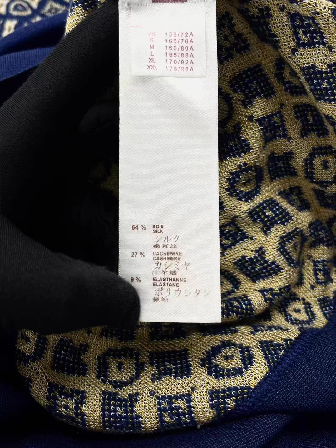 Louis Vuitton LV Navy Blue Monogram Silk Cashmere Midi Mermaid Dress S Size S / US 4 / IT 40 - 5 Thumbnail