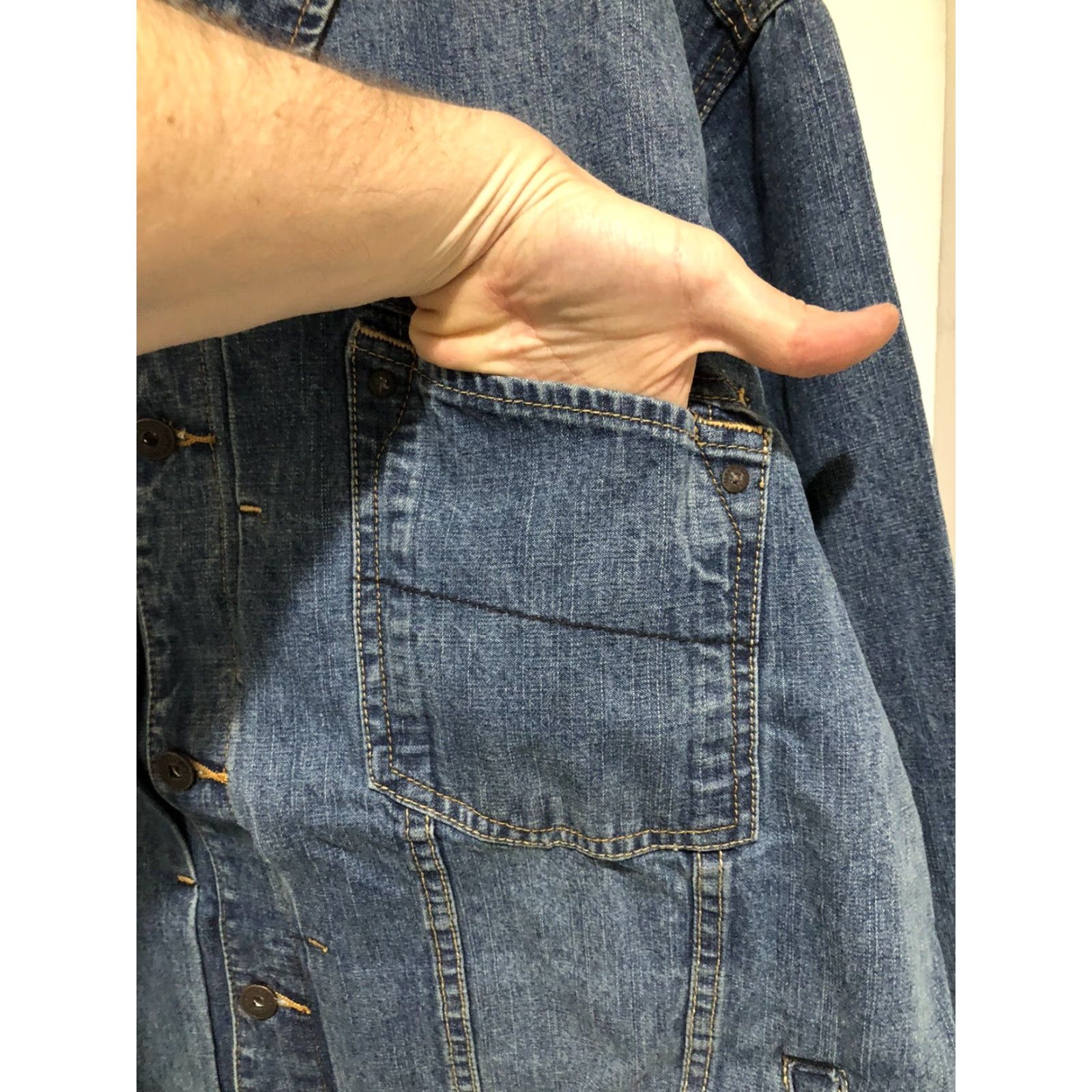 Denime VINTAGE Marithe Francois Girbaud X Front Blue Denim Jean Jacket 3XL NWT Mens Jacket Denim Blue 90s Biker Hip Hop Motorcycle Pocket Shirt/Coat Size US 39 - 7 Thumbnail