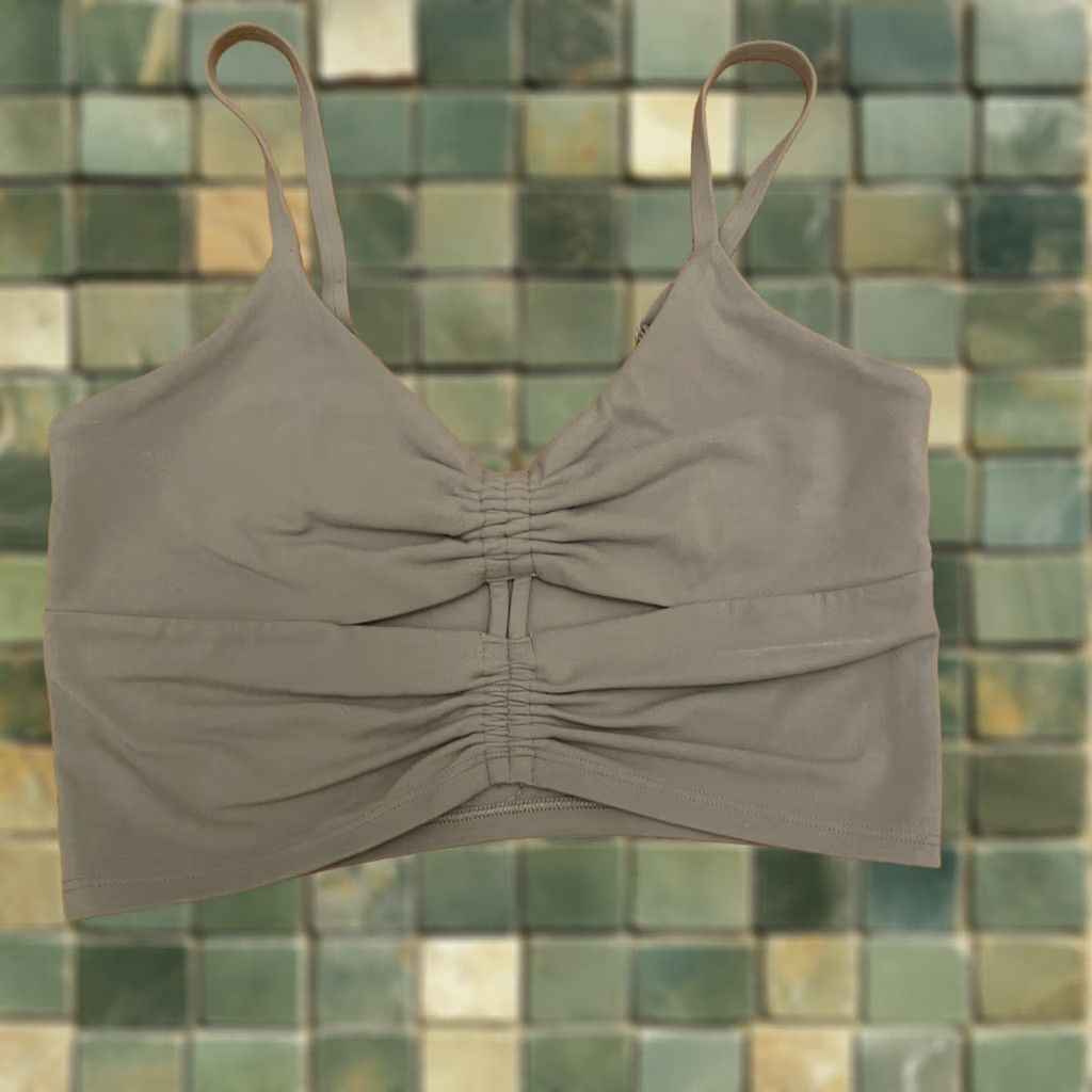 Athleta Athleta Cinch Longline Bra Top XS Peek A Boo Crop Sage Green Sports Bra Women XS Green Warrior Activewear Size XS / US 0-2 / IT 36-38 - 1 Thumbnail