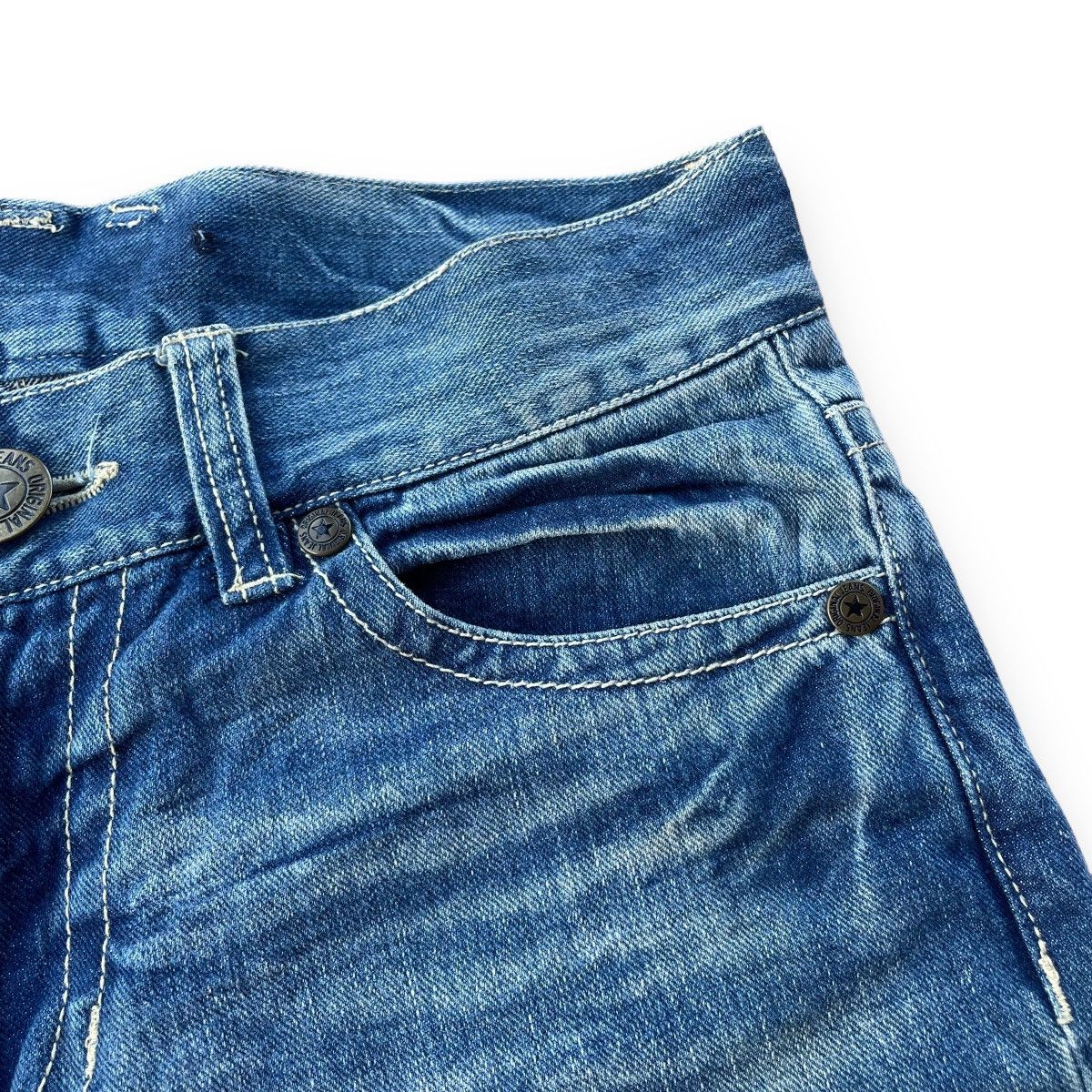 Beauty Beast 🇯🇵 SKY BOMBER PATCHWORK DISTRESSED WASHED DENIM PANTS Size 30" / US 8 / IT 44 - 8 Thumbnail