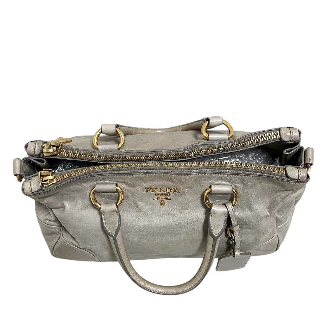 Prada Prada - Saffiano Leather Gray Gold Hardware Shoulder Bag Size ONE SIZE - 3 Thumbnail