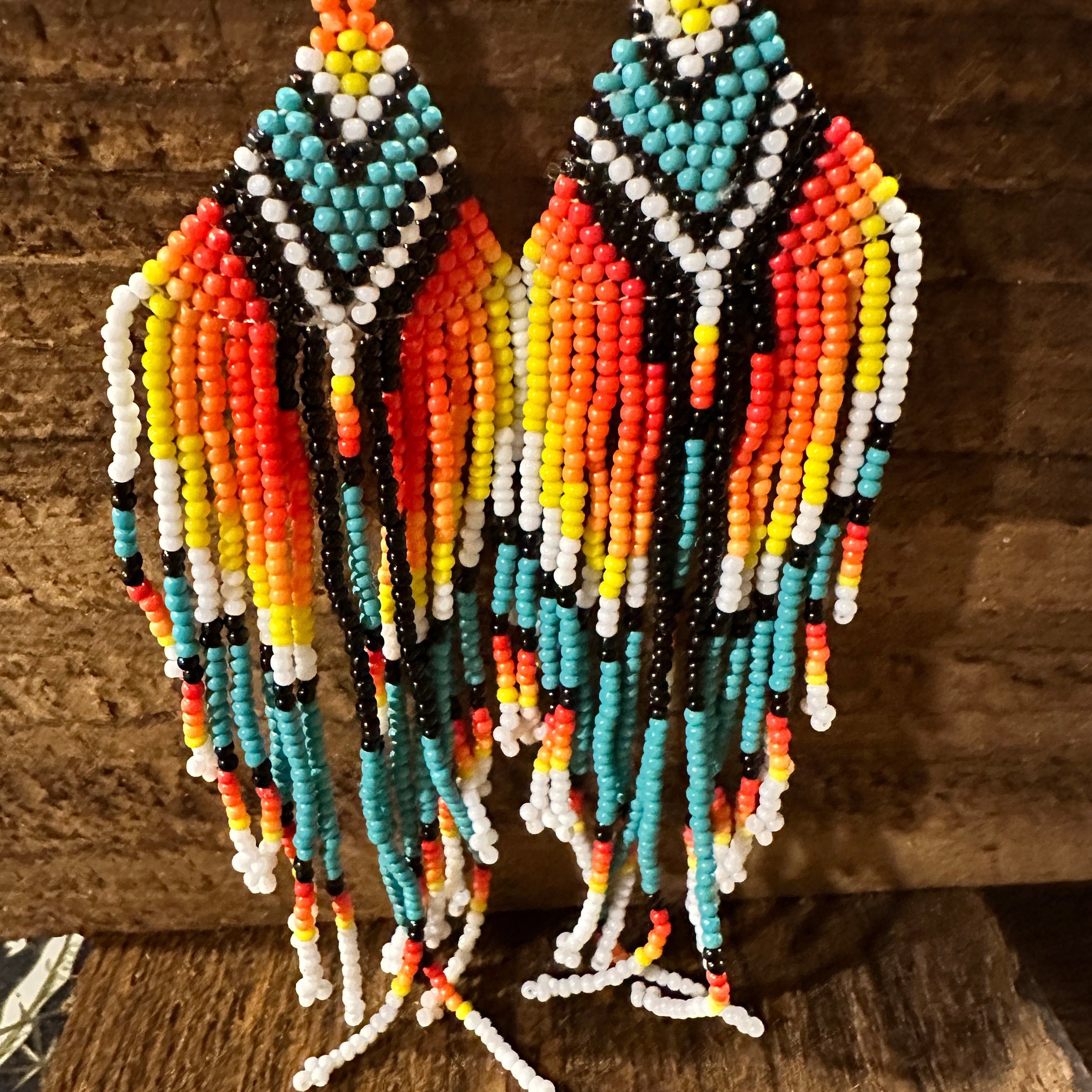 Other Elegant Navajo Seed Bead Dangle Earrings with Orange Turquoi Size ONE SIZE - 8 Thumbnail