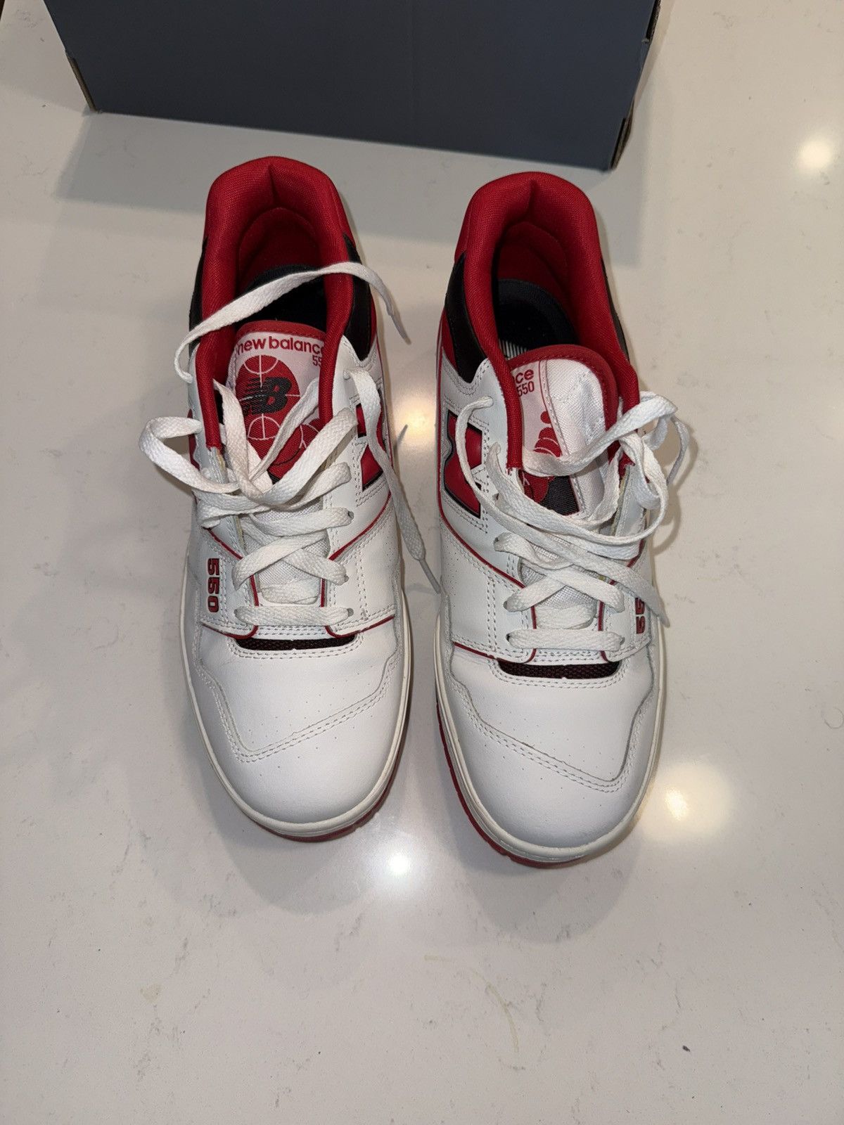 New Balance New Balance White/Red BB550-Style Sneakers size 9.5 Size US 9.5 / EU 42-43 - 3 Thumbnail