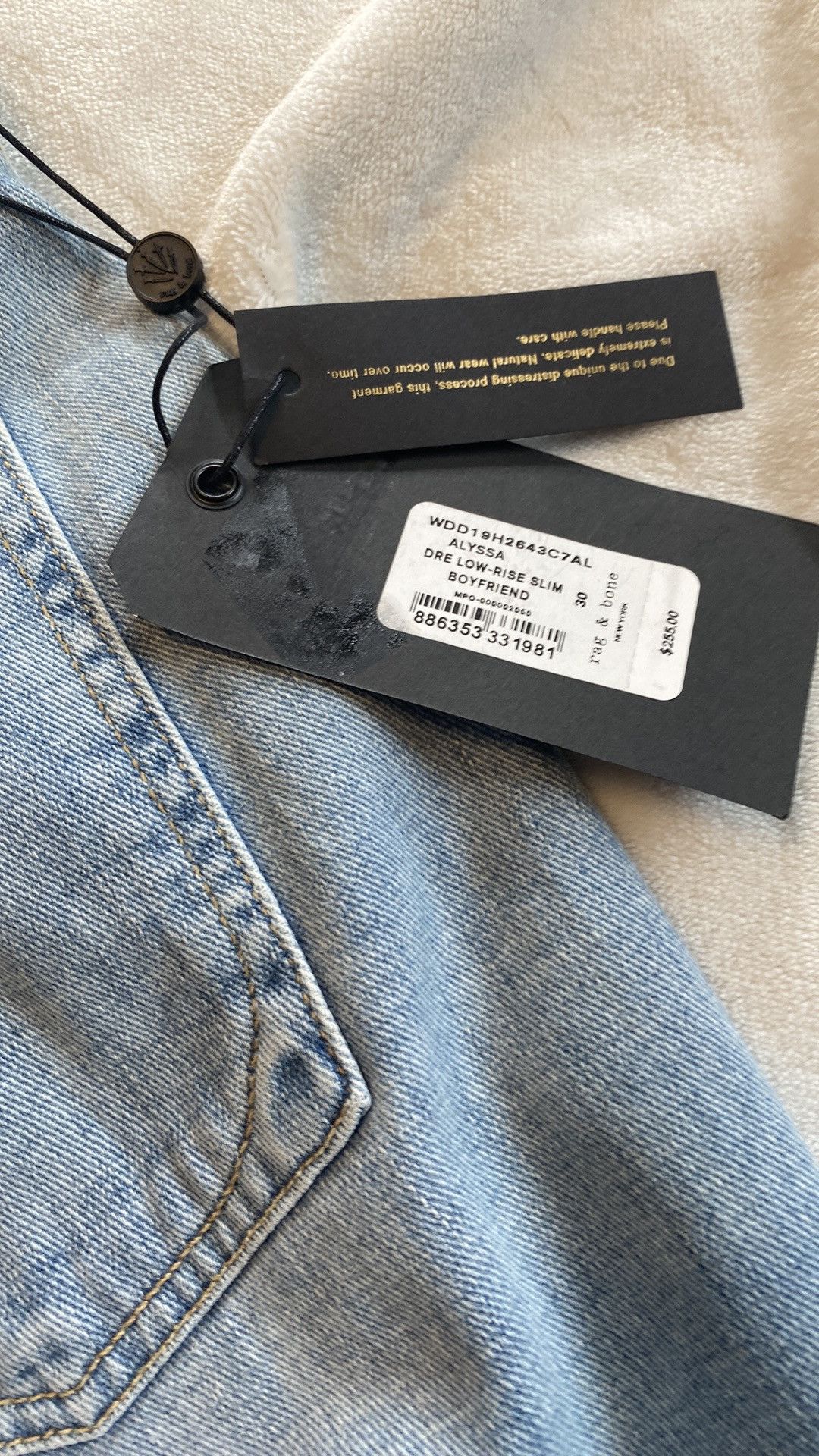 Rag & Bone Rag & Bone Dre Low-rise Slim Boyfriend Jeans, Size 30, NWT Size 30" / US 8 / IT 44 - 2 Thumbnail