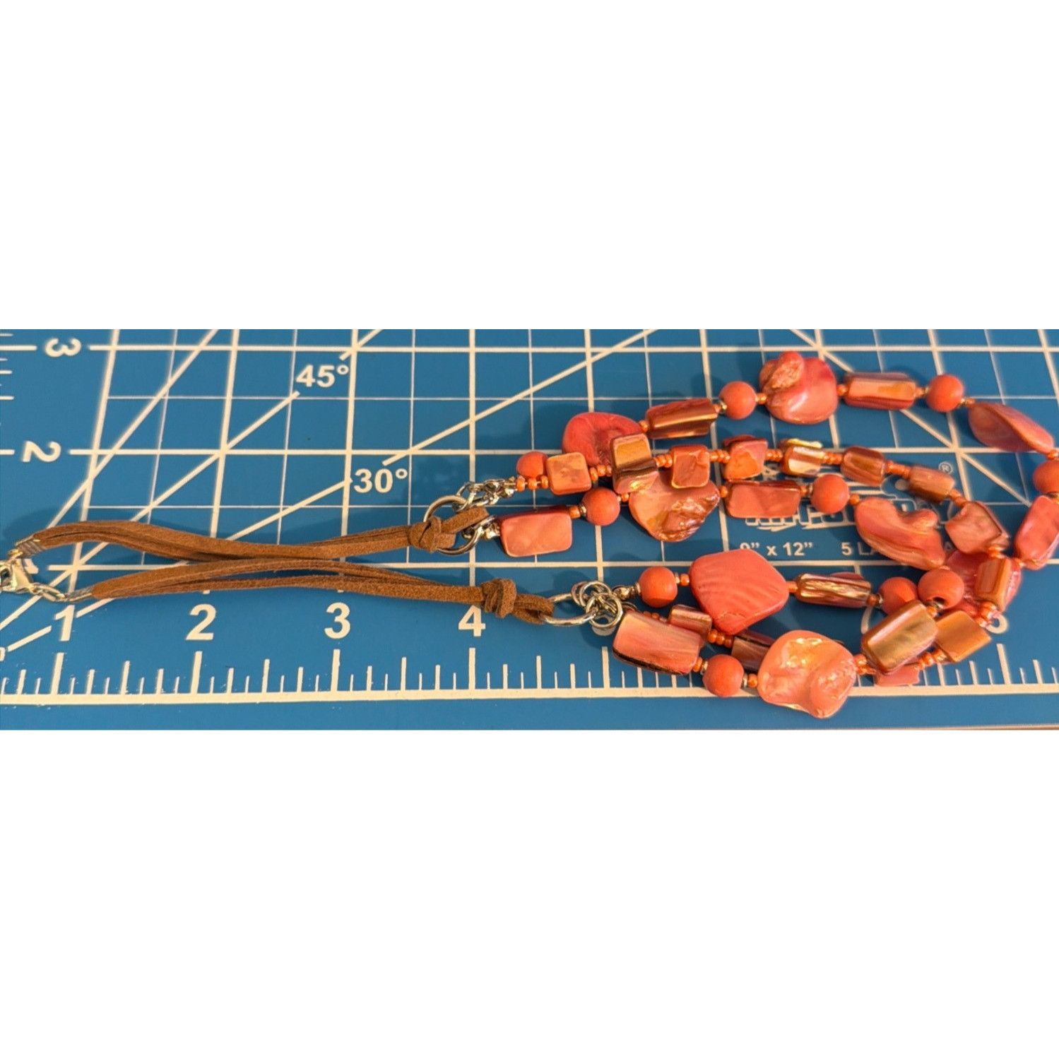 Other Vintage Peach Coral Dyed Shell Beads Necklace Leather Cord S Size ONE SIZE - 5 Thumbnail