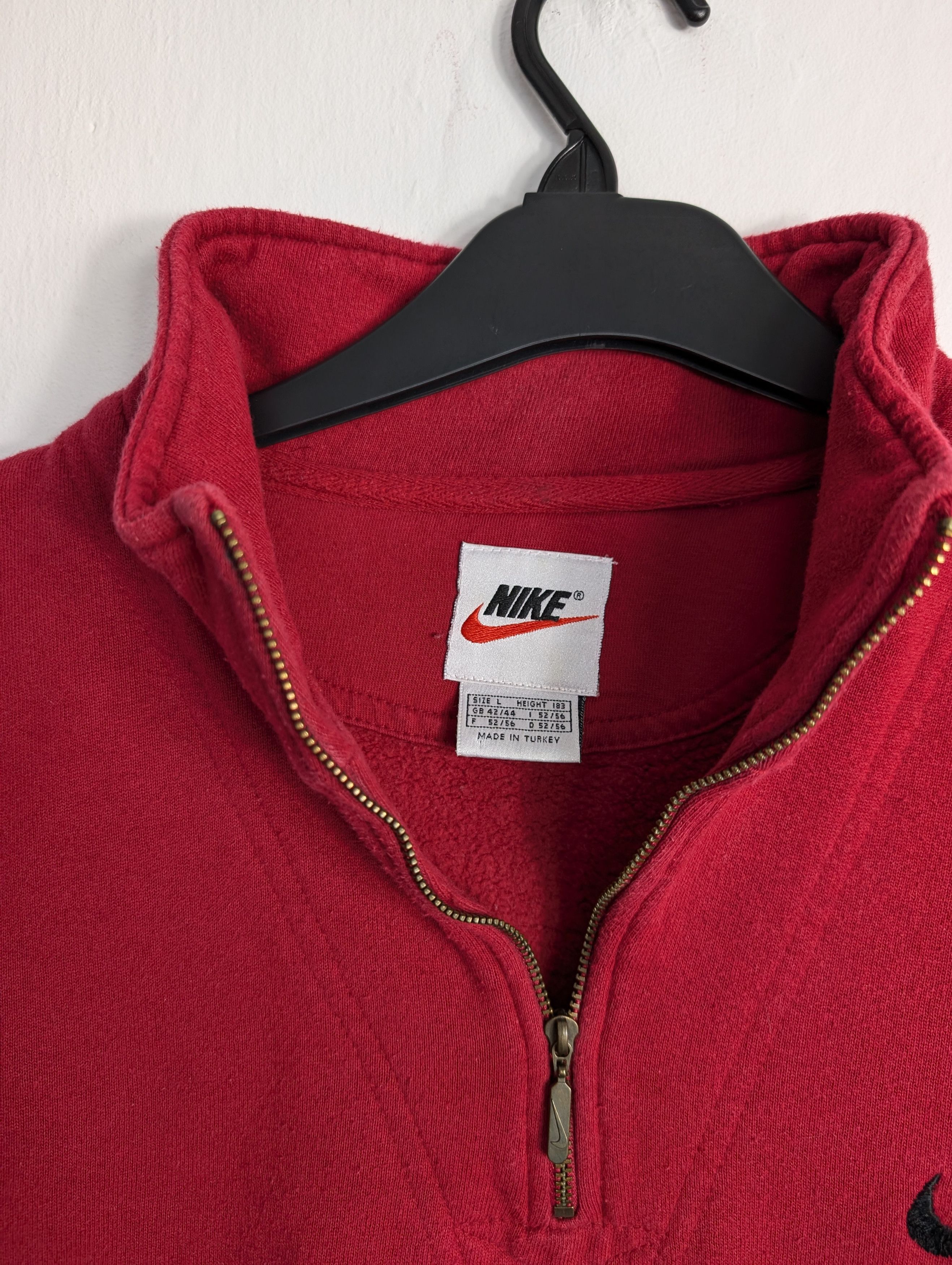 Nike Nike Vintage 90s Fleece Quarter Zip Red Swoosh Boxy Y2K Size US L / EU 52-54 / 3 - 3 Thumbnail