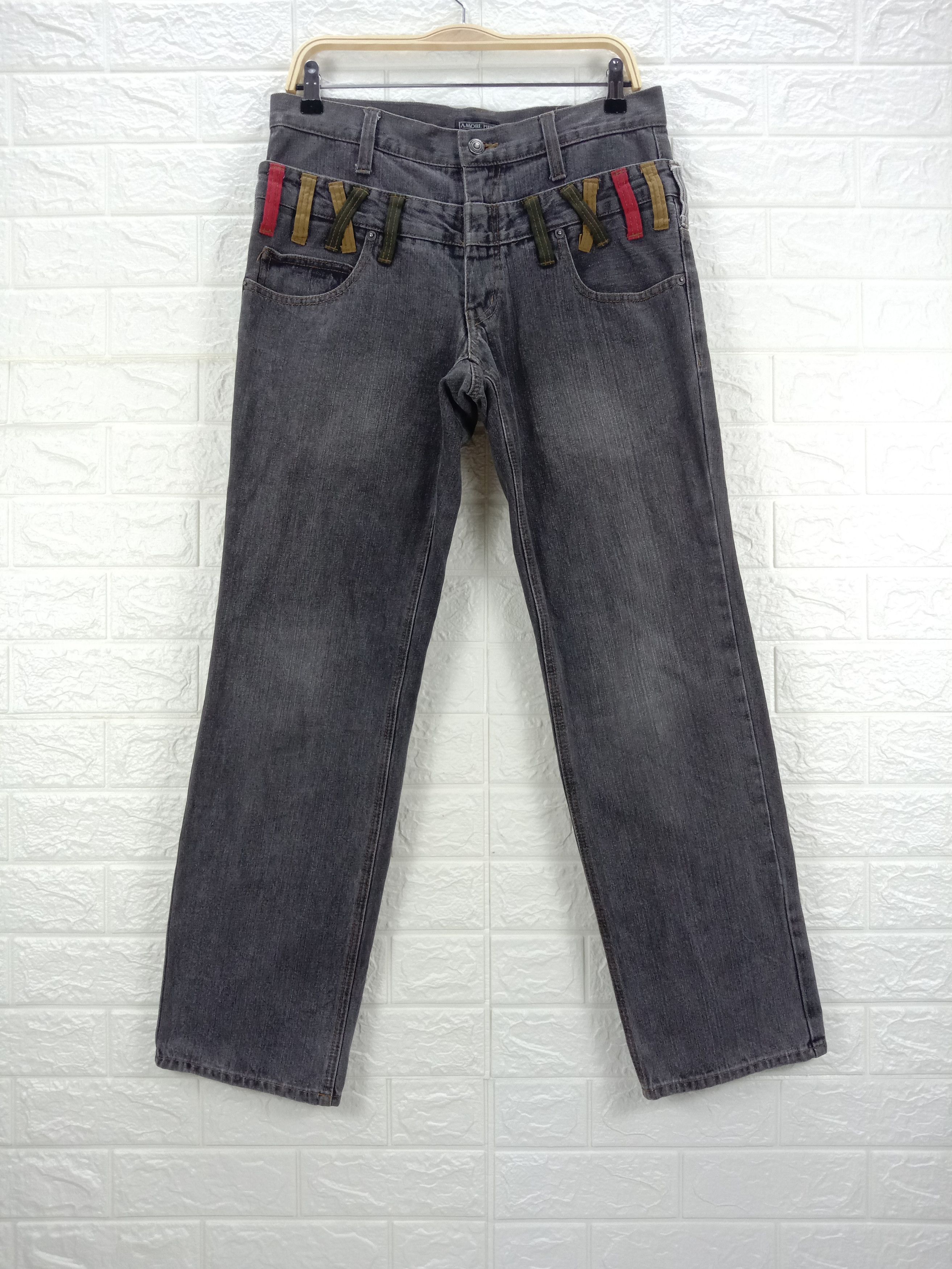 Japanese Brand Vintage Japanese Brand Double Waist Faded Black Jeans Size US 33 - 1 Thumbnail