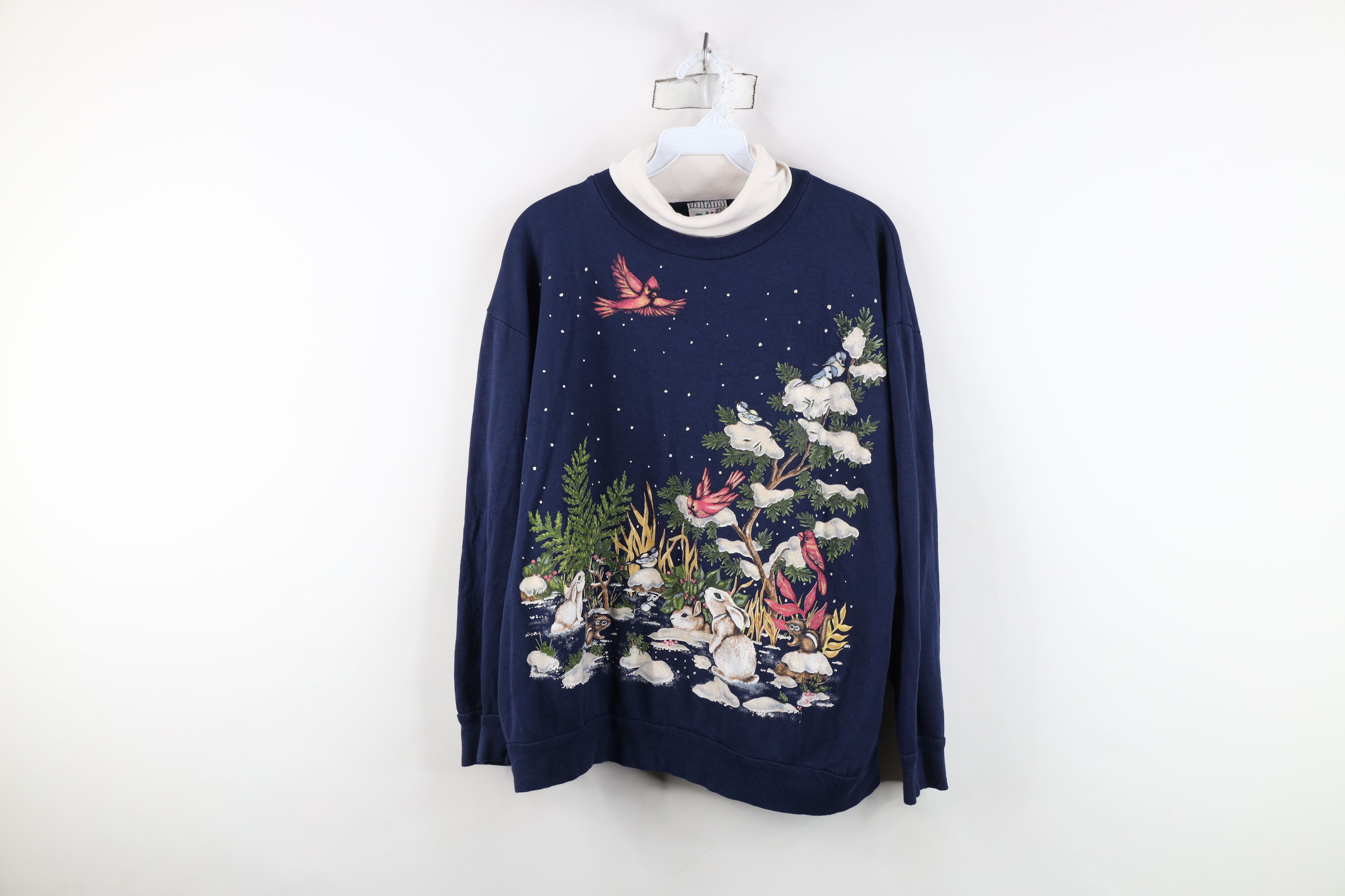 Vintage Vintage 90s Streetwear Winter Turtleneck Sweatshirt USA Size L / US 10 / IT 46 - 1 Thumbnail