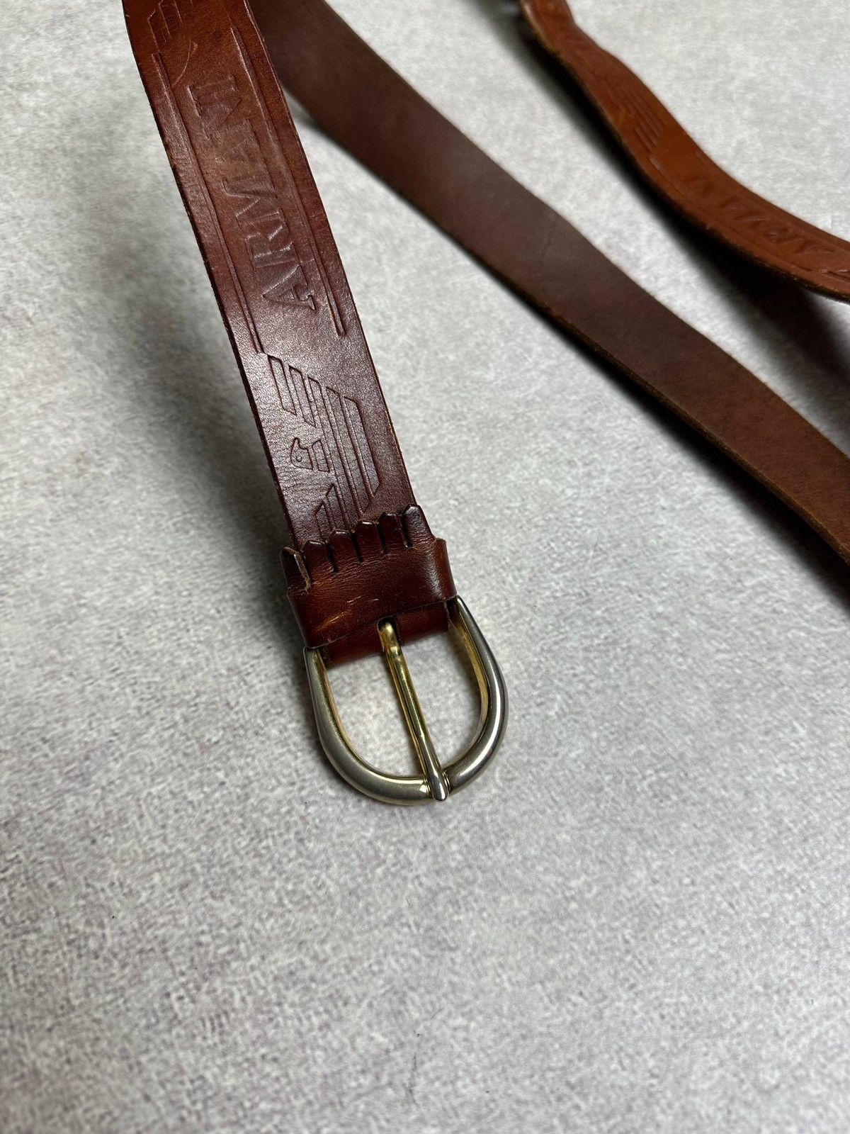 Armani Vintage Emporio Armani Y2K Leather Belt Rare Os Size ONE SIZE - 4 Thumbnail