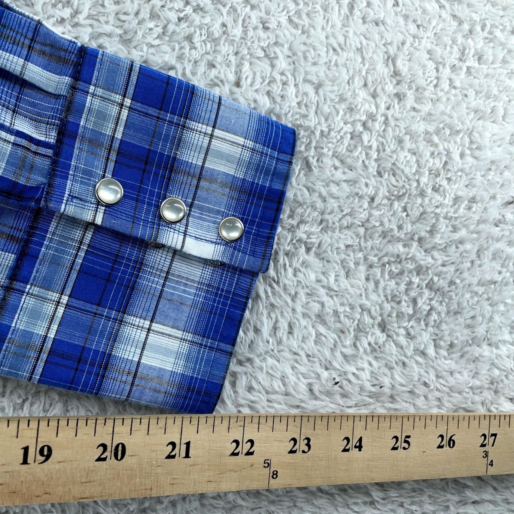 Wrangler Wrangler Western Shirt Mens XL Blue Plaid Cowboy Rodeo Long Sleeve Pearl Snap Size US XL / EU 56 / 4 - 8 Thumbnail