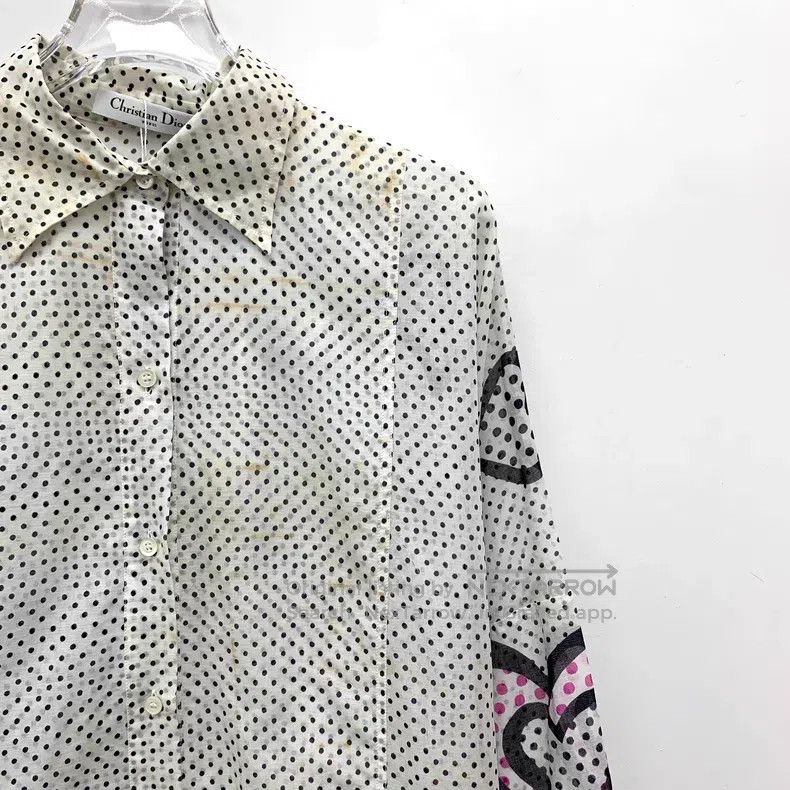Dior Dior Colour-blocked polka dot love print cotton lapel sing Size XS / US 0-2 / IT 36-38 - 3 Thumbnail