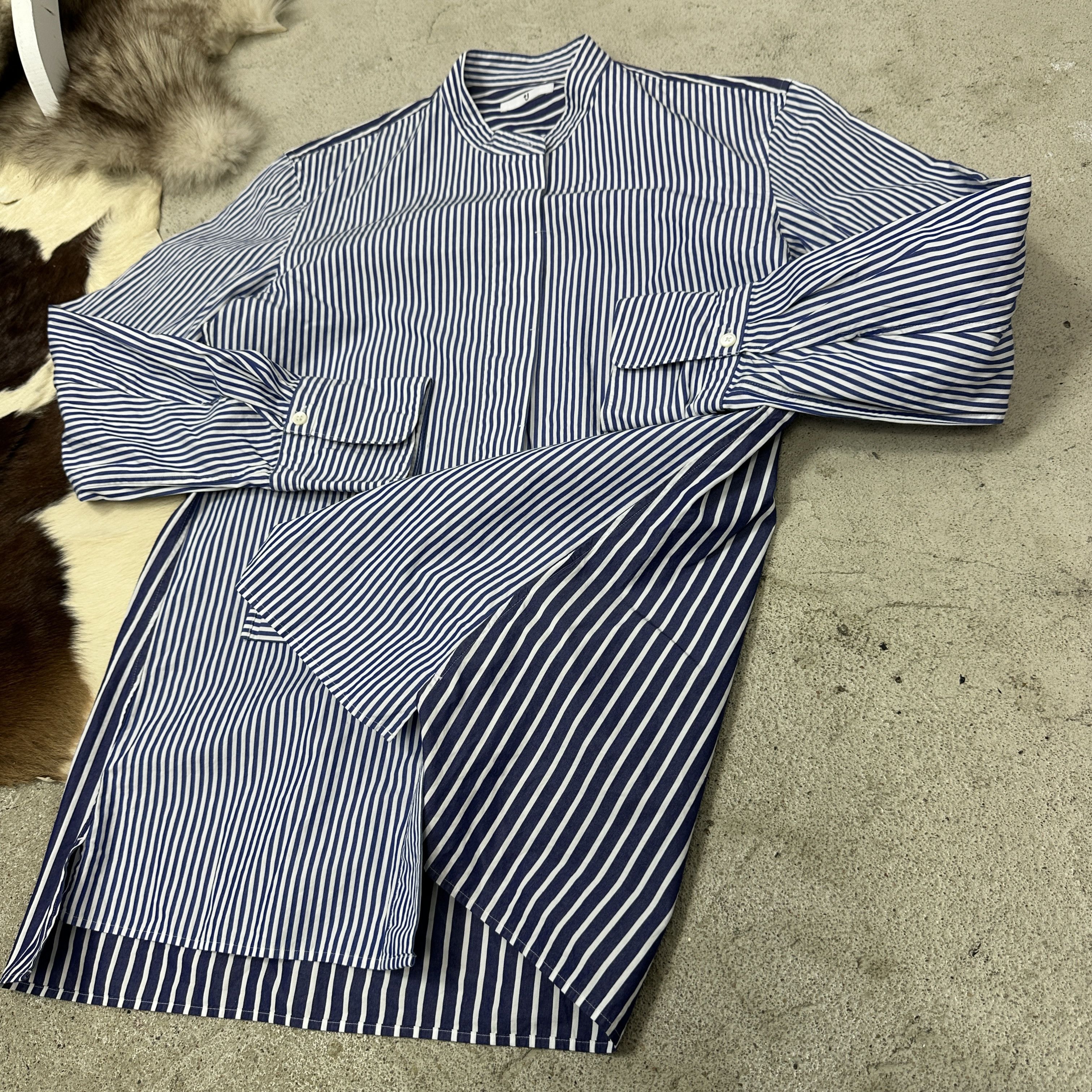 Jil Sander Vintage Striped Stand-Up Collar Jil Sander x Uniqlo Shirt Size XS / US 0-2 / IT 36-38 - 4 Thumbnail