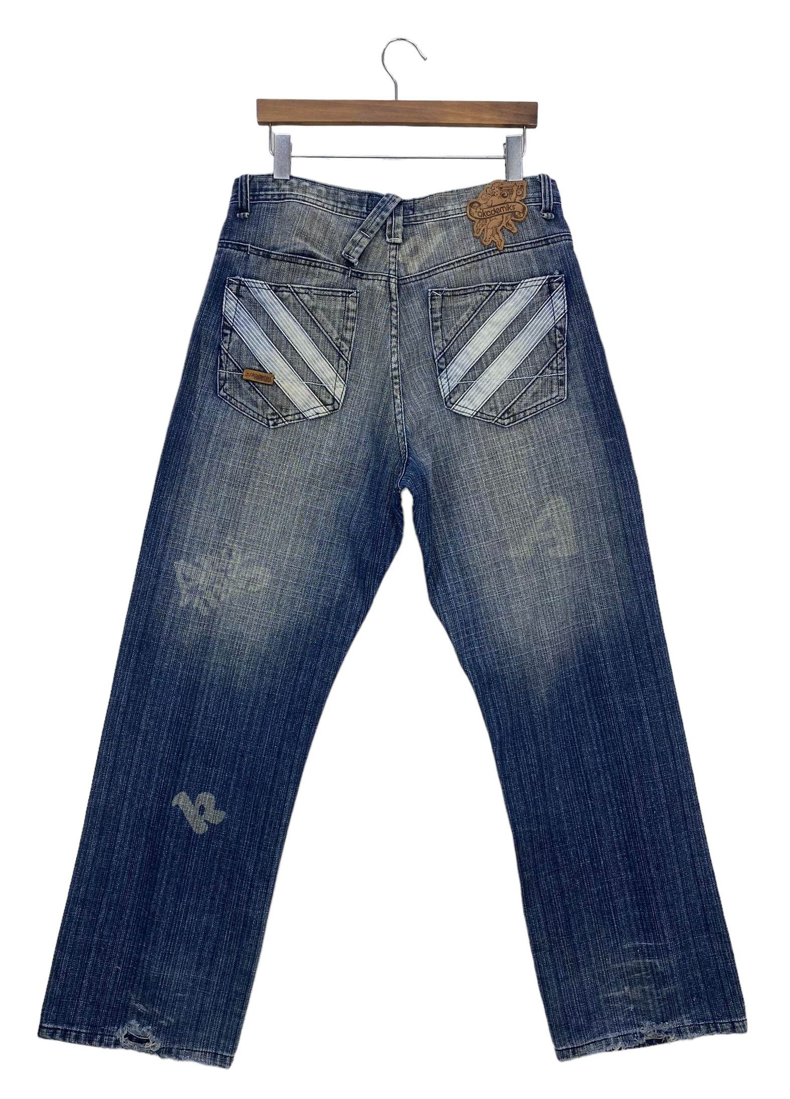 image of Akademiks Baggy Jeans Hip Hop Skateboard Jeans in Blue, Men's (Size 34)