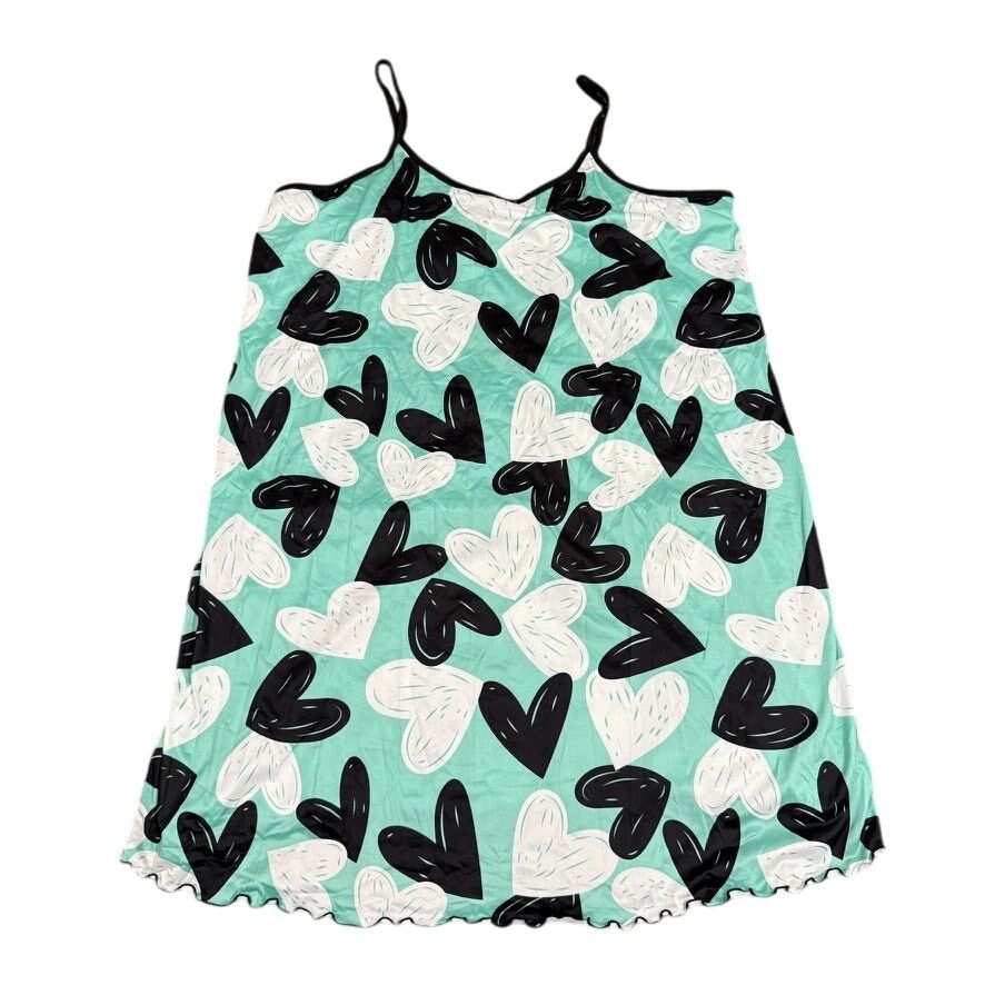 Shein Woman's Graphic Heart Sleep Dress in Green, Size 3XL Size ONE SIZE - 1 Thumbnail