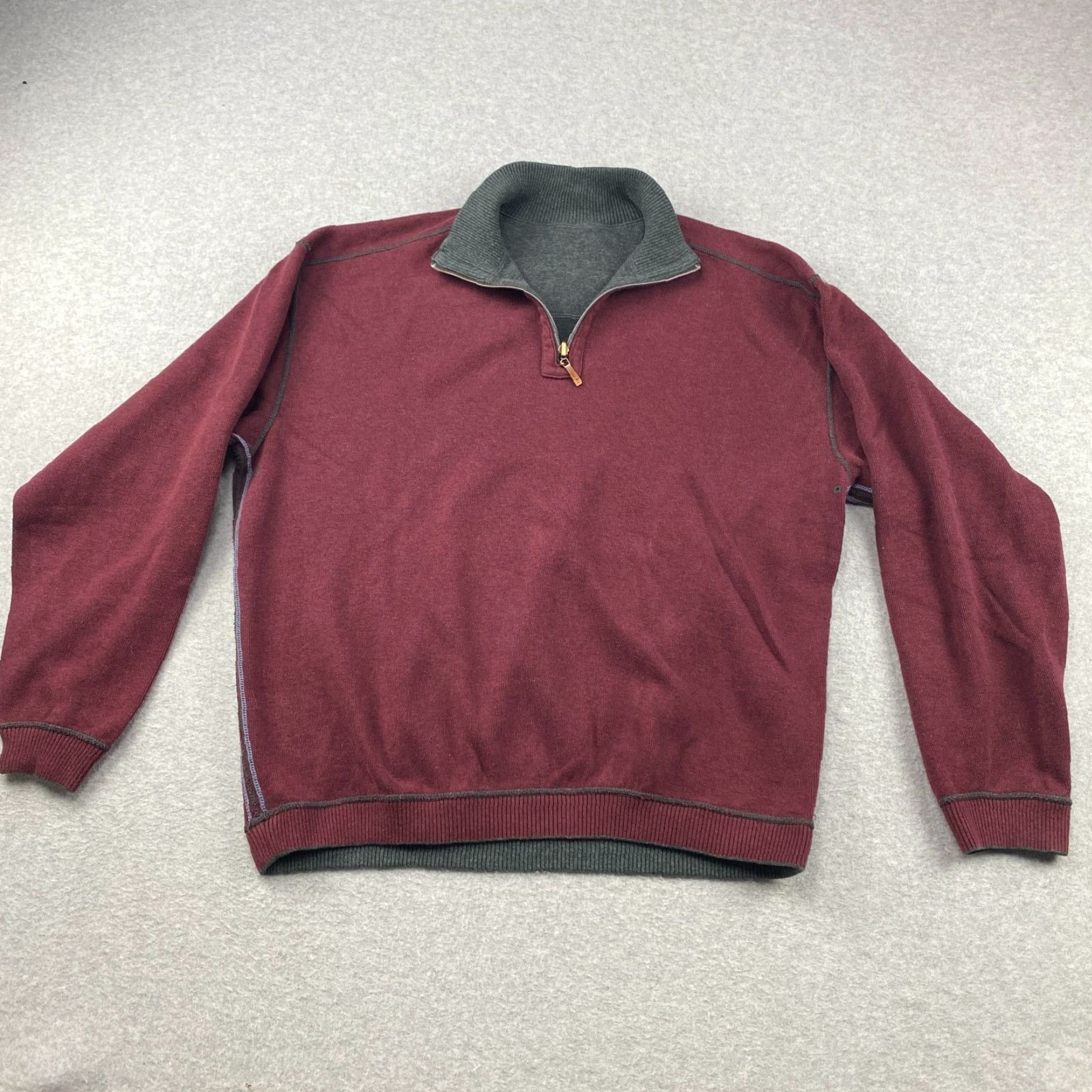 Tommy Bahama Tommy Bahama Reversible Sweater Mens Large L Maroon Gray 1/4 Zip Long Sleeve Size US L / EU 52-54 / 3 - 2 Thumbnail