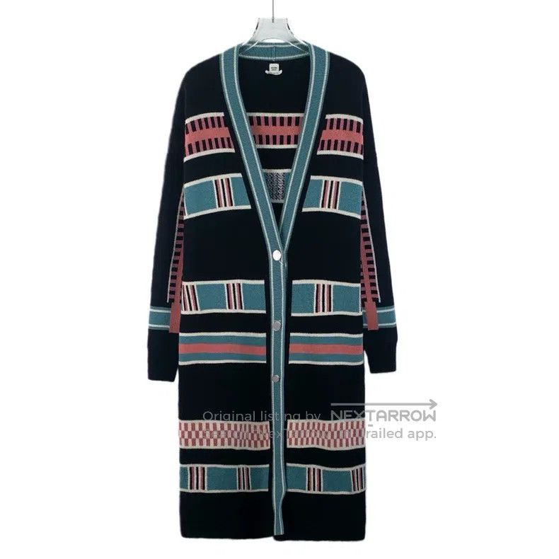 Hermes Hermes Color Block Striped Cashmere V-Neck Single Breasted Size XS / US 0-2 / IT 36-38 - 1 Thumbnail