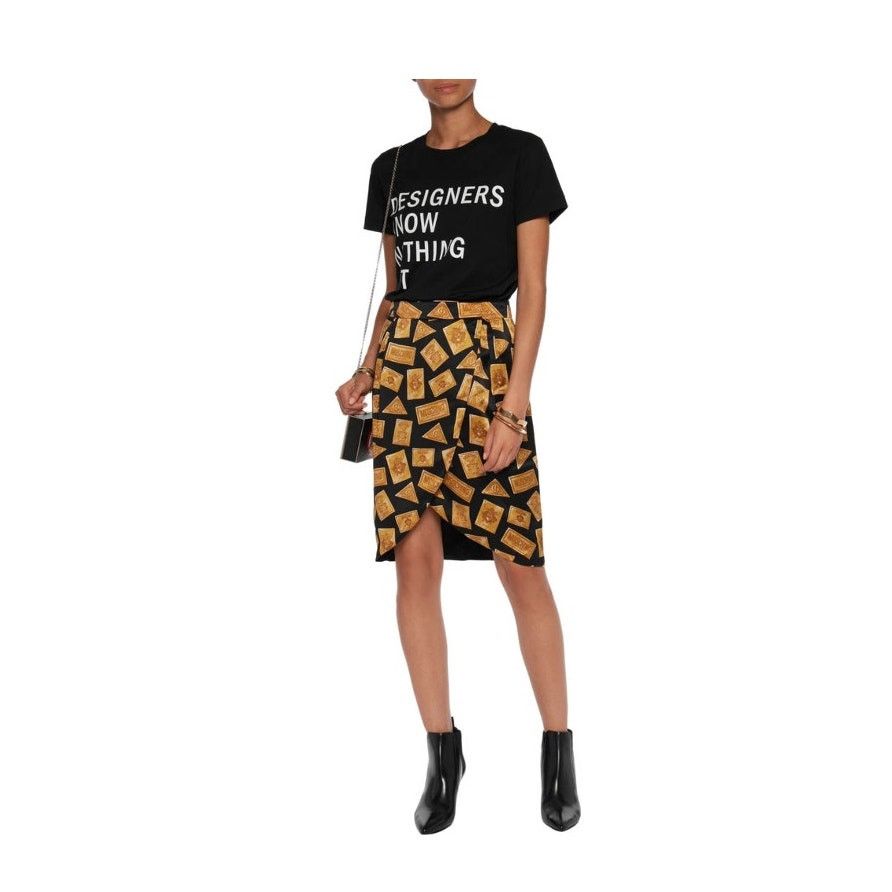 Moschino MOSCHINO COUTURE x Jeremy Scott Plaque Satin Skirt Draped Size 26" / US 2 / IT 38 - 2 Thumbnail