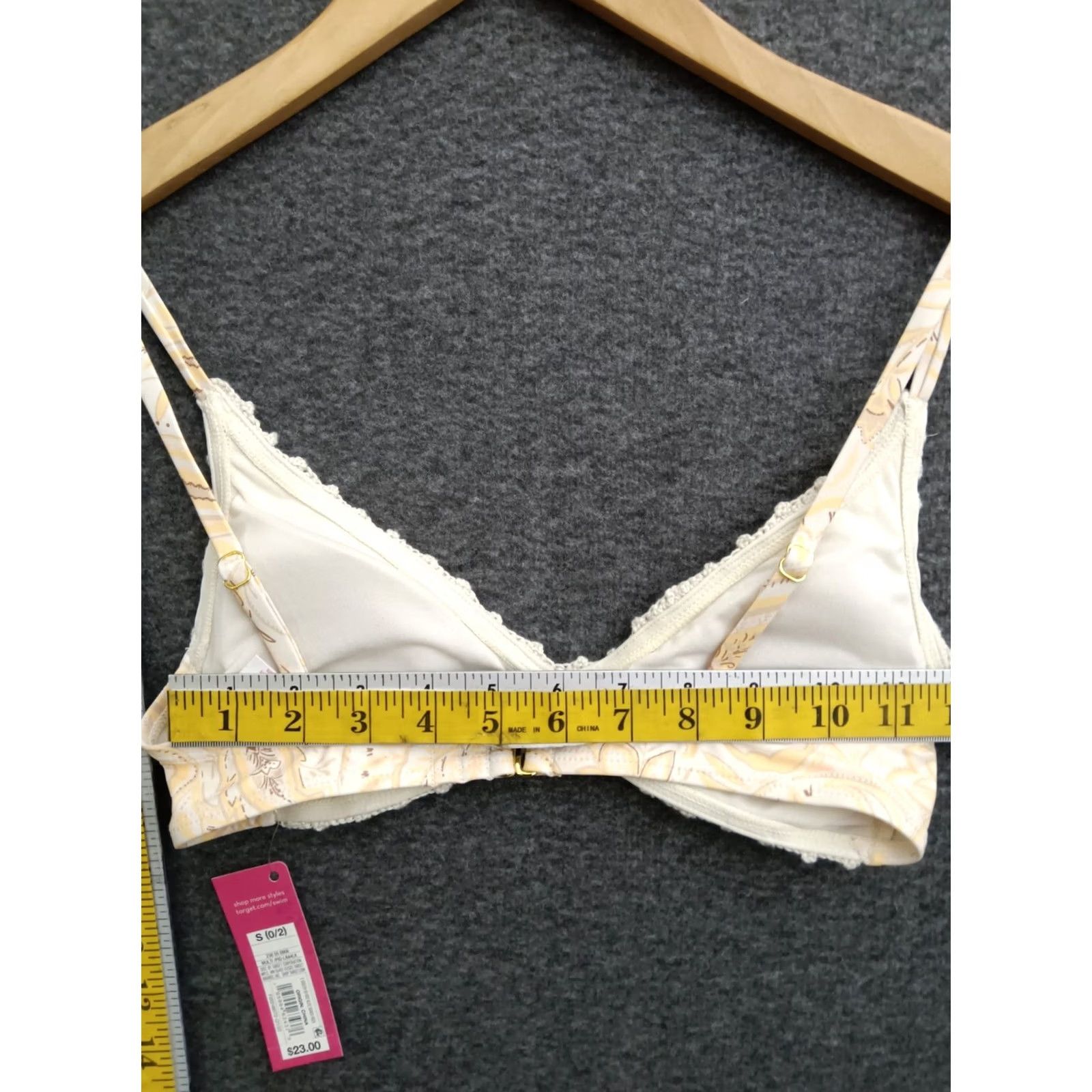 Vintage Xhilaration Juniors Bikini Top Beige Crochet Front / Paisley Back S XS? No Size S / US 4 / IT 40 - 2 Thumbnail