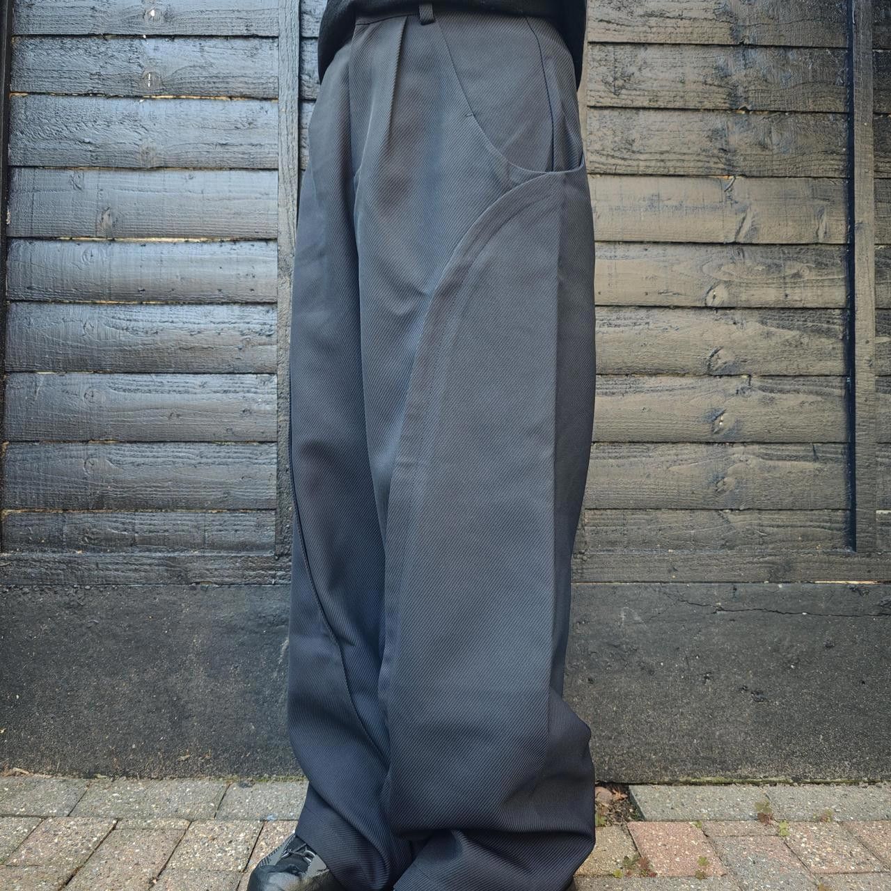 Other Black Wave Panelled Wide Leg Trousers Size US 32 / EU 48 - 2 Thumbnail