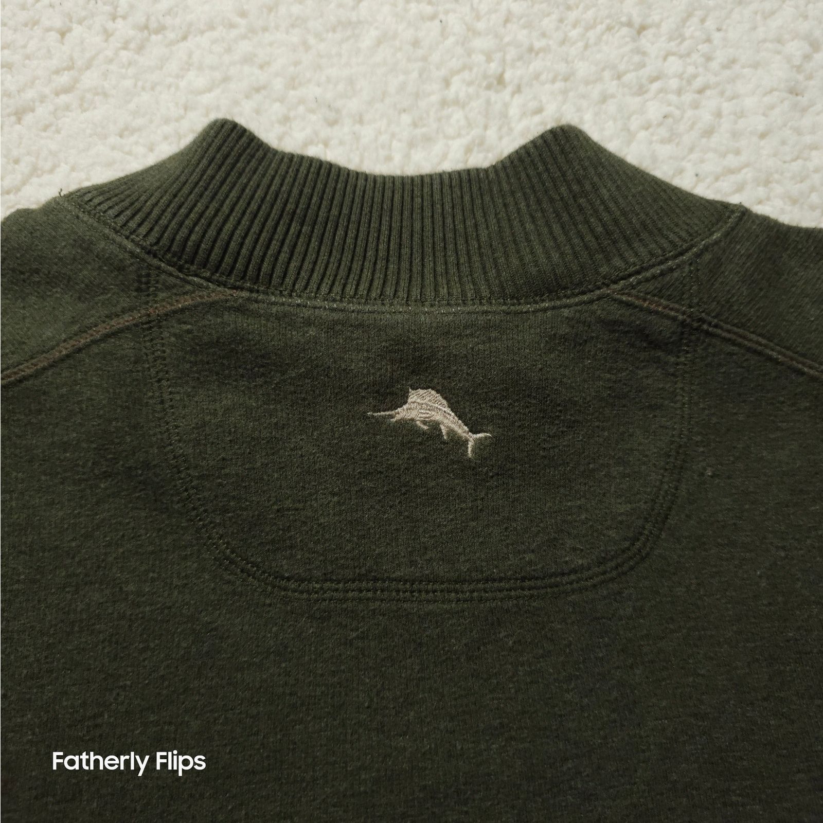 Tommy Bahama Tommy Bahama XL Ribbed Quarter Zip Olive Green Sweater Size US XL / EU 56 / 4 - 12 Thumbnail