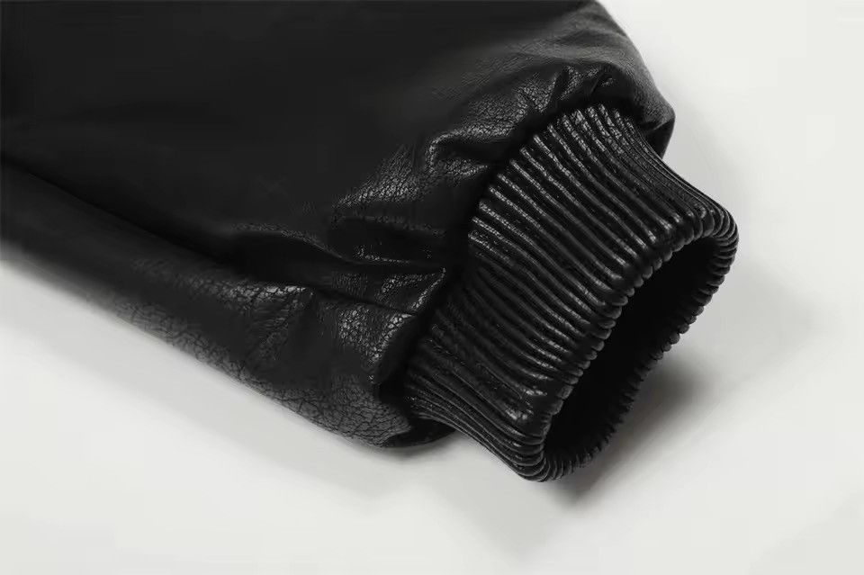 Japanese Brand Black PU Leather Hooded Zipper Jacket Size US XL / EU 56 / 4 - 7 Thumbnail