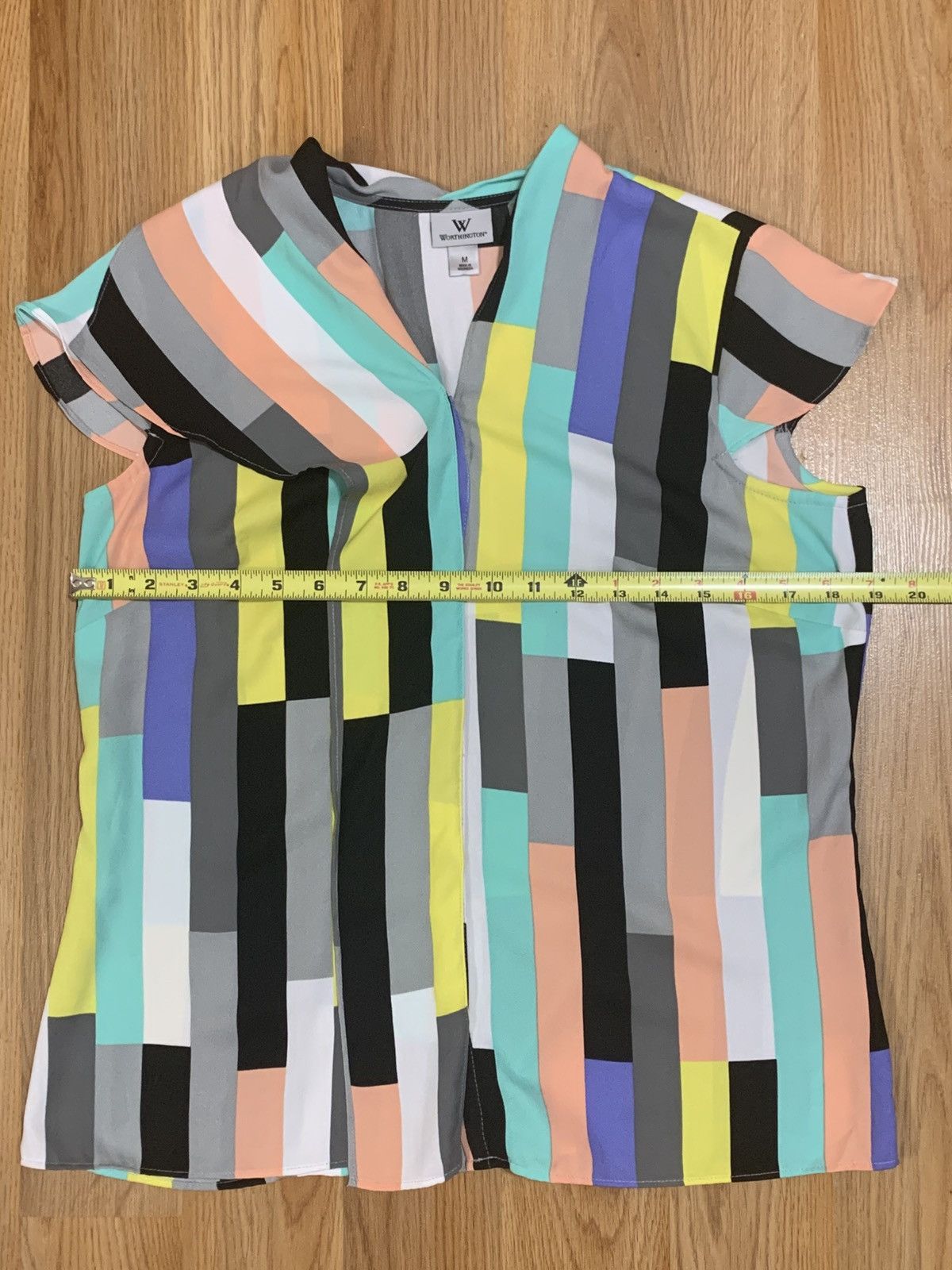 Worthington SzM- Worthington Colorblock Retro Style Button Up Blouse Size M / US 6-8 / IT 42-44 - 8 Thumbnail