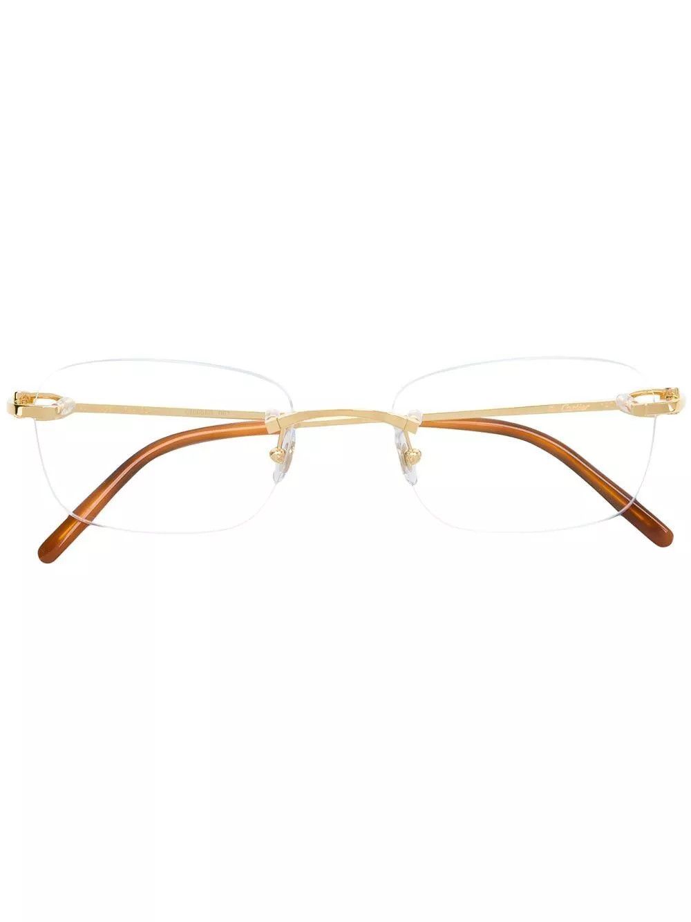 image of Cartier Ct0050O Gold Rimless Glasses France 53-20-140, Men's