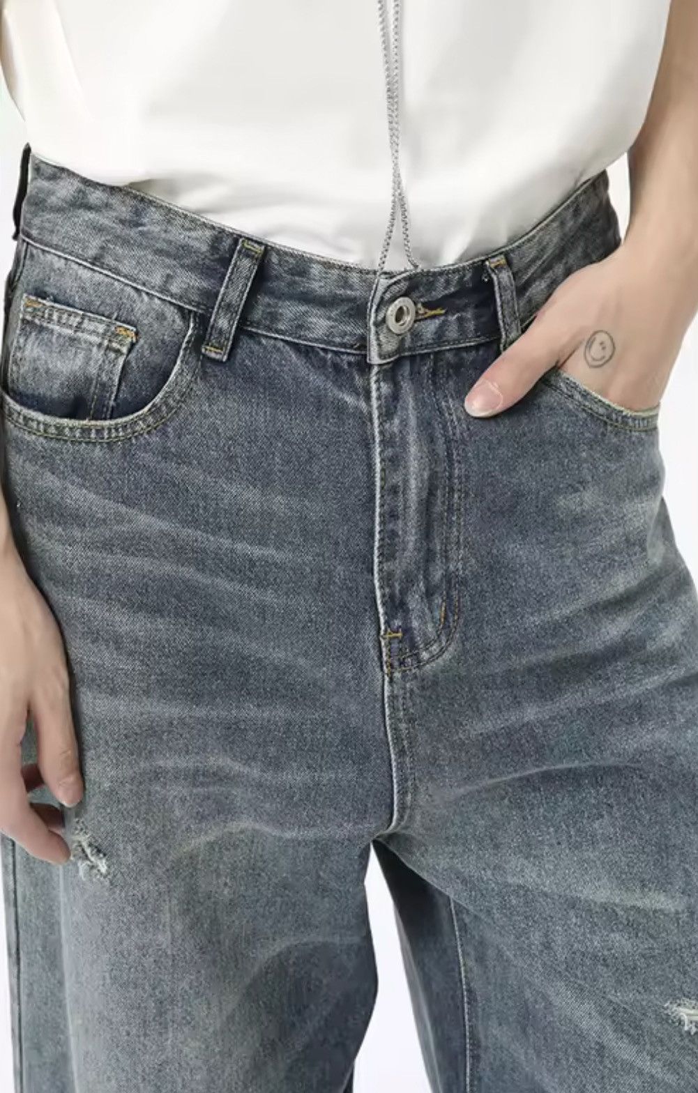 Japanese Brand DISTRESSED DENIM JEANS - Y2K ARCHIVE WIDE LEG PANTS Size US 30 / EU 46 - 7 Thumbnail