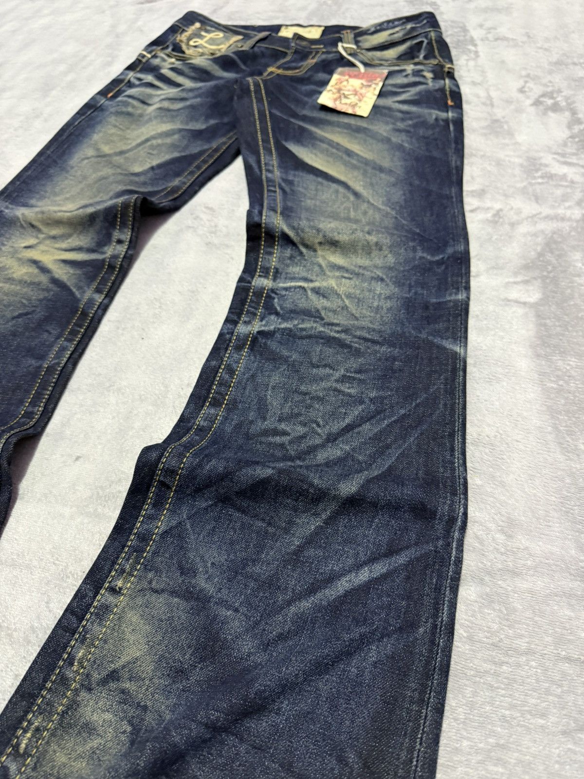 If Six Was Nine Lolita By Concert Club Shadow Mud Wash Claw Flared Jeans Size US 30 / EU 46 - 7 Thumbnail