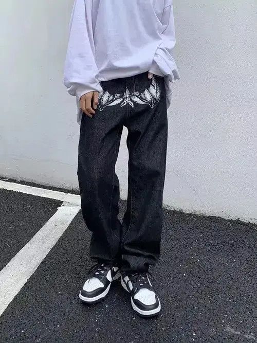 Japanese Brand × Jean Retro washed weird skull print straight jeans Size US 32 / EU 48 - 4 Thumbnail