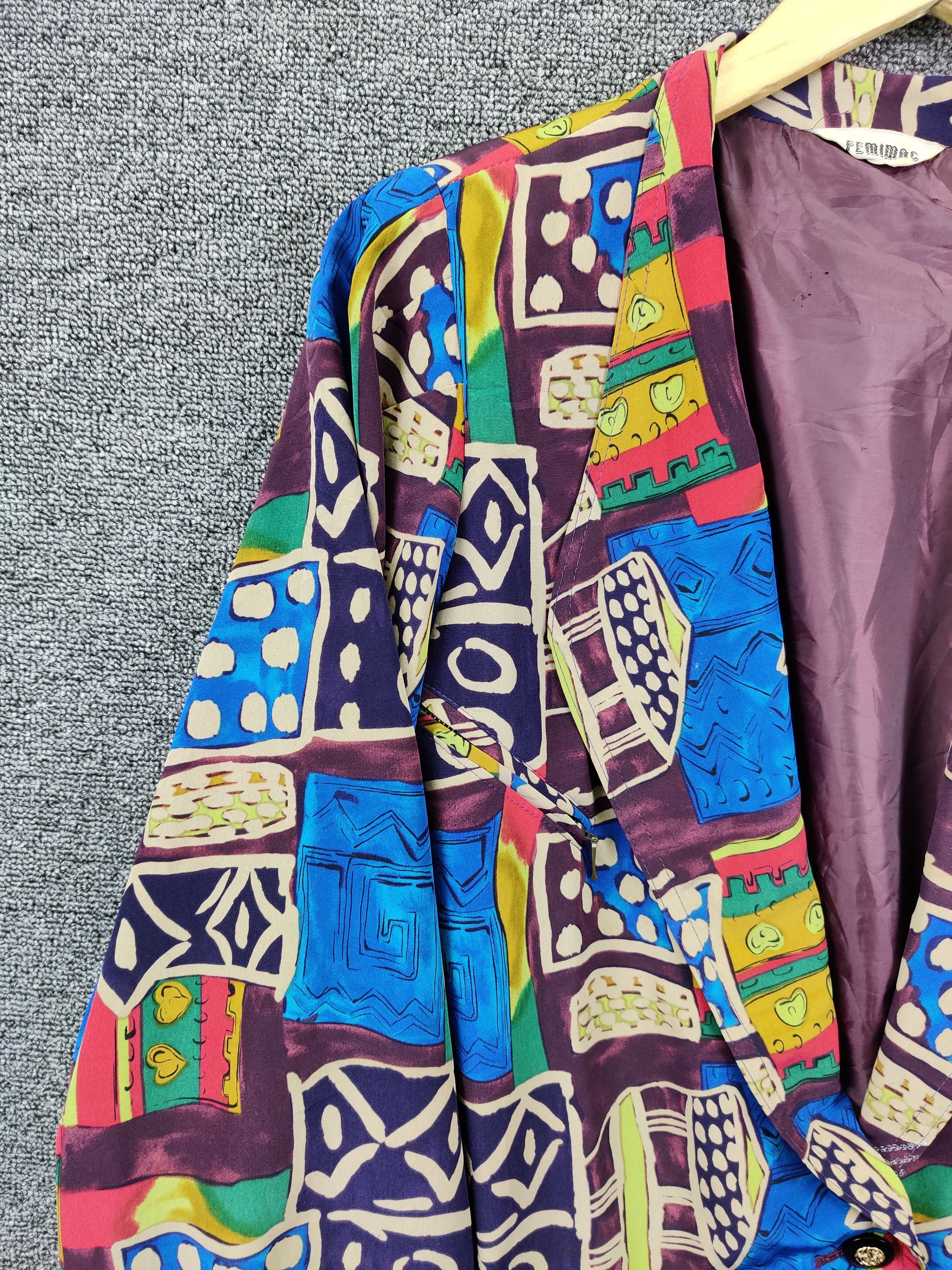 Vintage Vintage Femimac Abstract Single Breasted Blazer Size US L / EU 52-54 / 3 - 6 Thumbnail