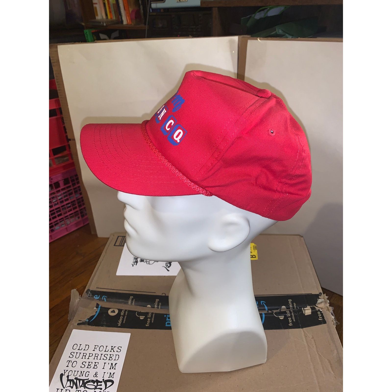 Vintage Vintage Red Rope Trucker Hat Custom Sign Co Snapback 5 Panel Size ONE SIZE - 2 Thumbnail
