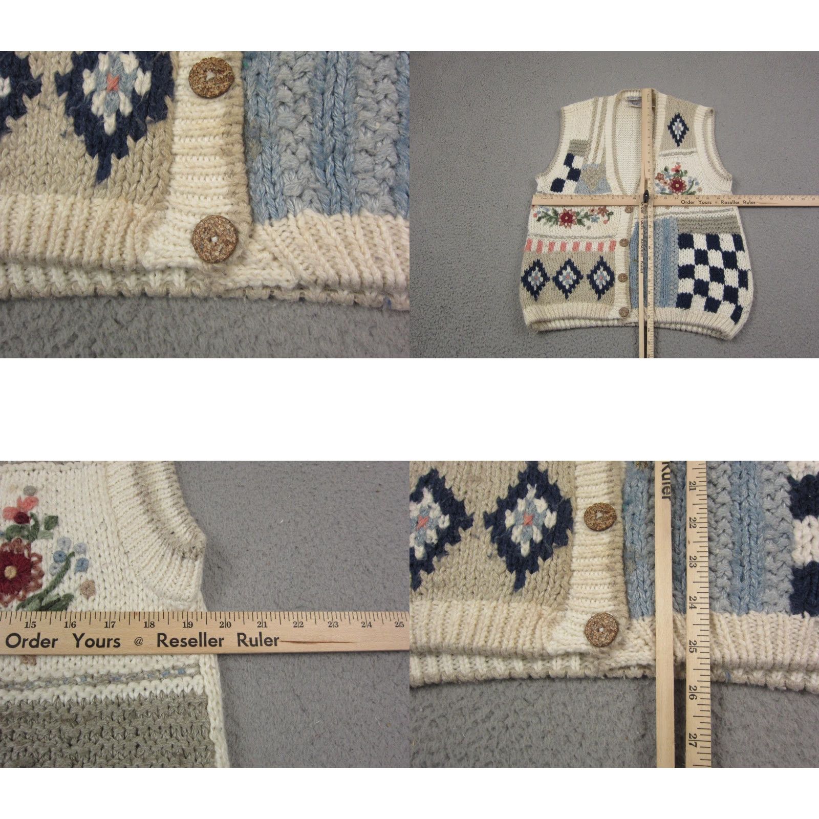 Vintage VINTAGE Huntington Ridge Sweater Vest Womens S Ivory Fair Isle Knit V-Neck 90s Retro Casual Size S / US 4 / IT 40 - 8 Thumbnail